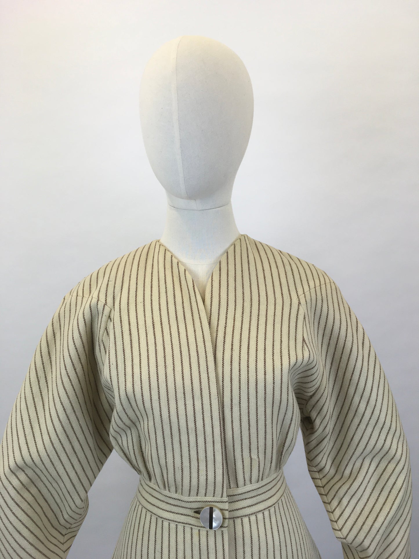Original 1940’s Cream and Brown Striped Jacket - A ‘ Original Richi’s Hollywood ‘ Label