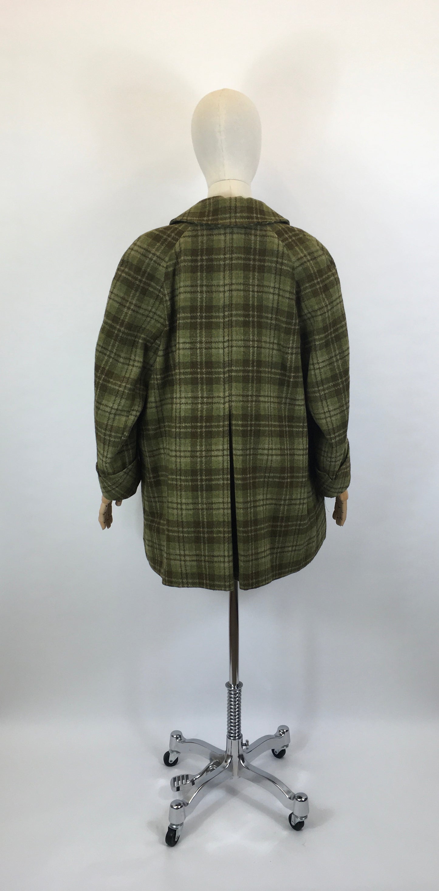 Original 1950’s FABULOUS Green Check Jacket/ Coat - Classic 50’s Styling & Great Pockets