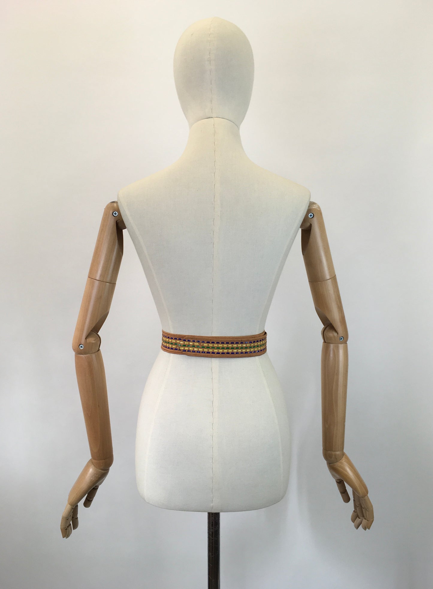 Original 1940's Darling Belt With Plastic Cord Detailing - In Soft Pink, Blue, Yellow & Green