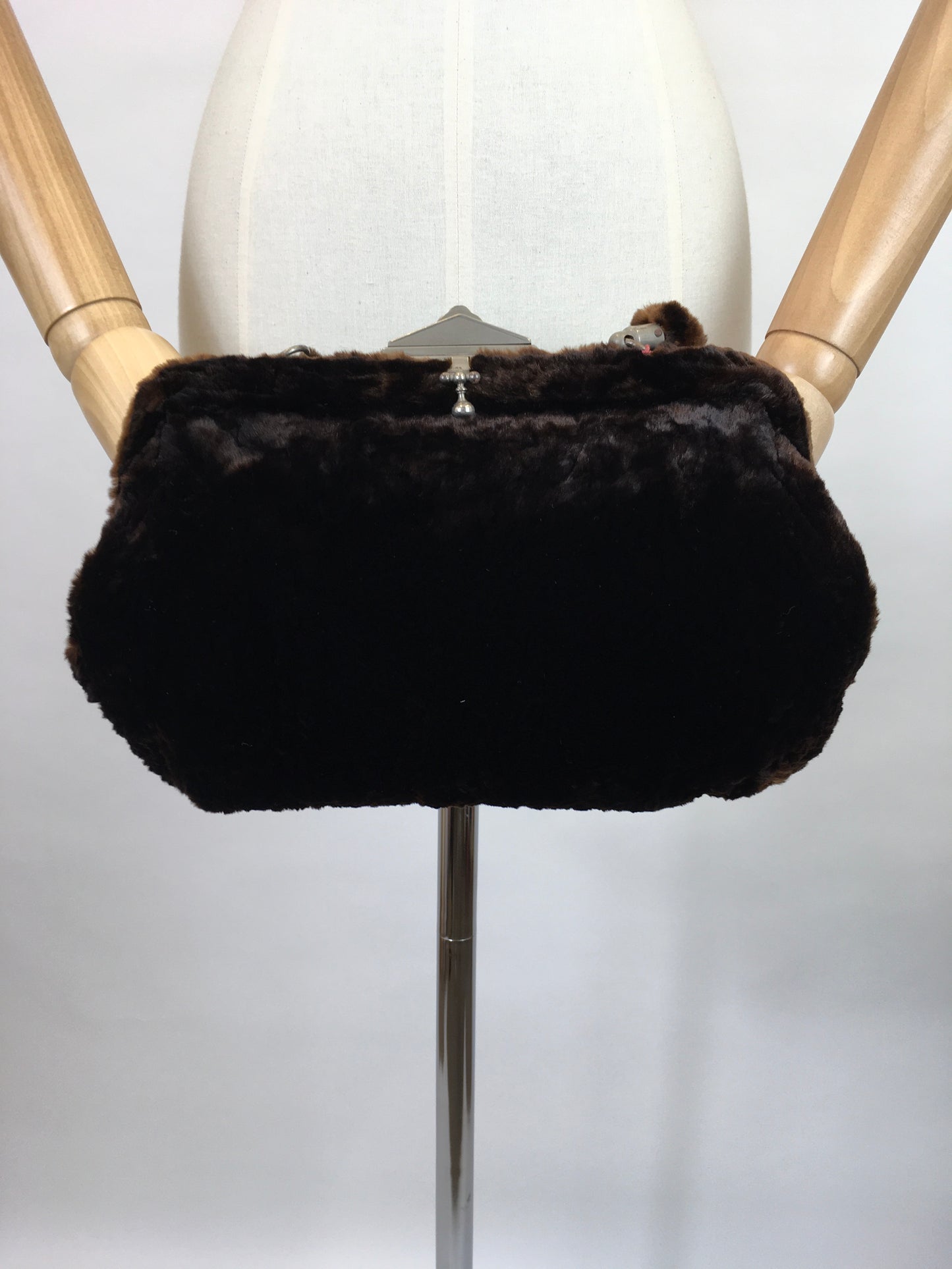 Original late 1920’s early 1930’s Moleskin Handbag and Muff - With A Fabulous Lock and Original Key