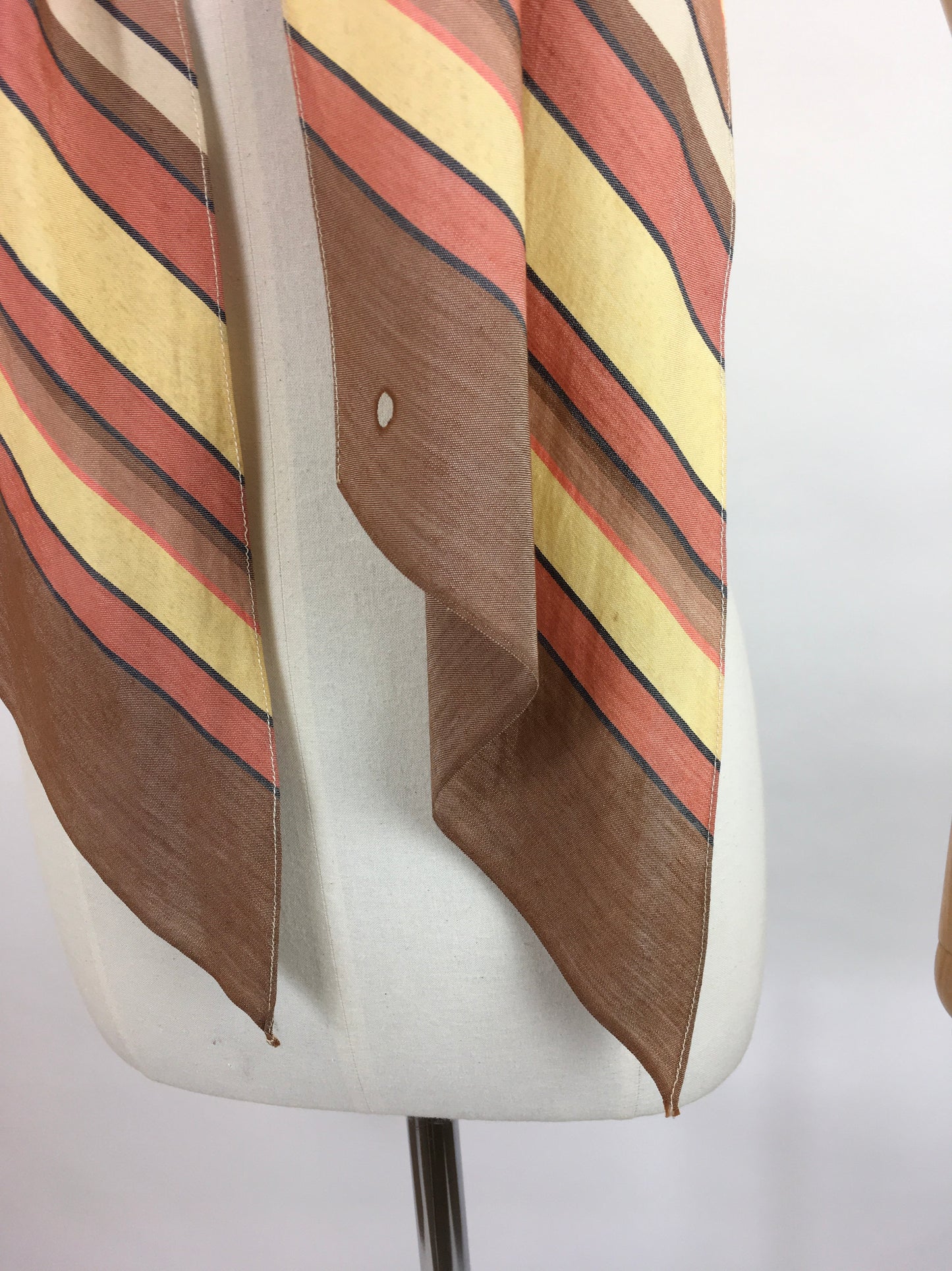 Original 1930’s Deco Pointed Scarf - In Beautiful Warm Browns, Yellows, Burnt Orange and Stencilled Black