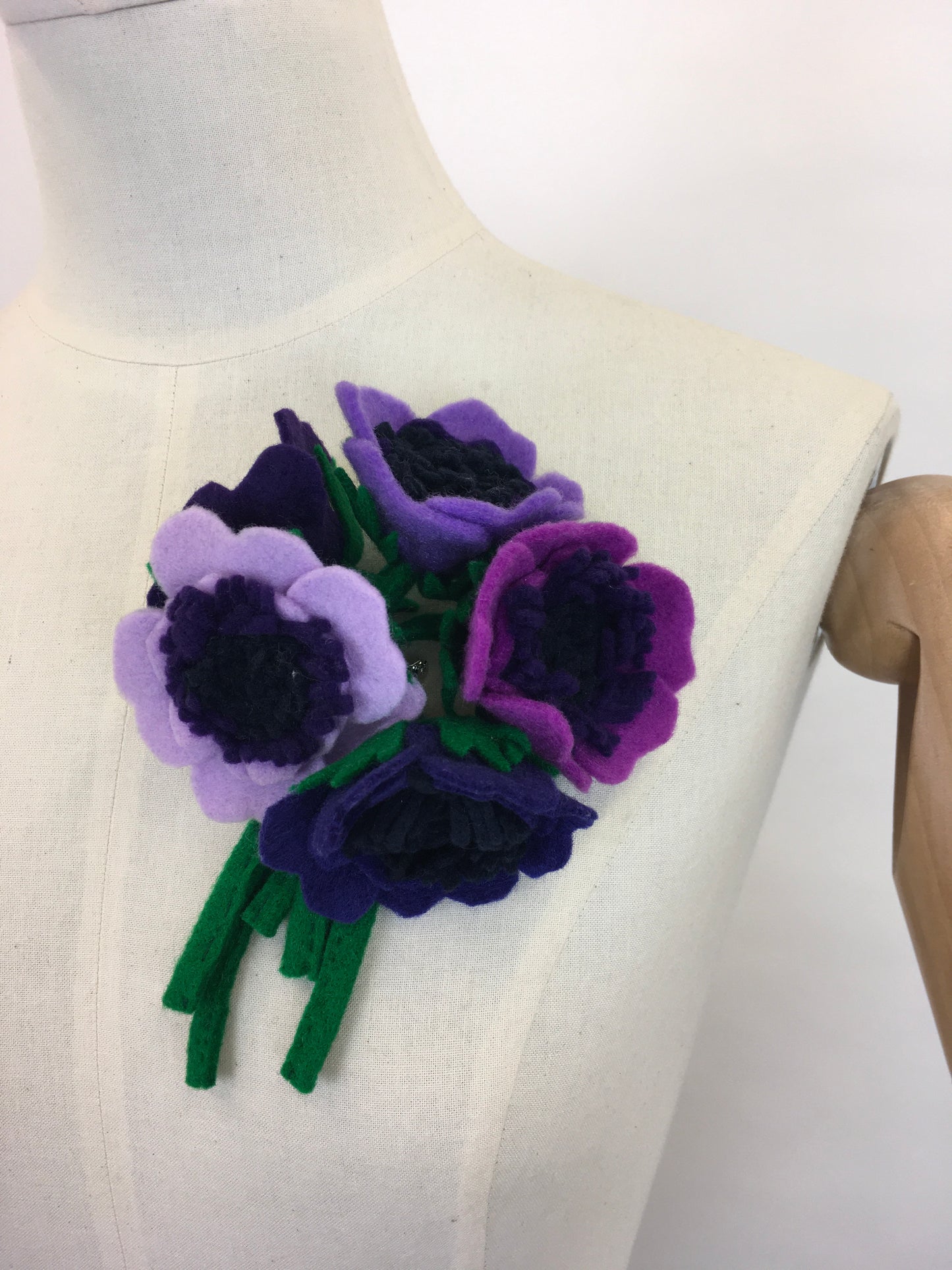 Reproduction Vintage 1940’s Make Do and Mend Floral Corsage - In Rich Purples and Greens