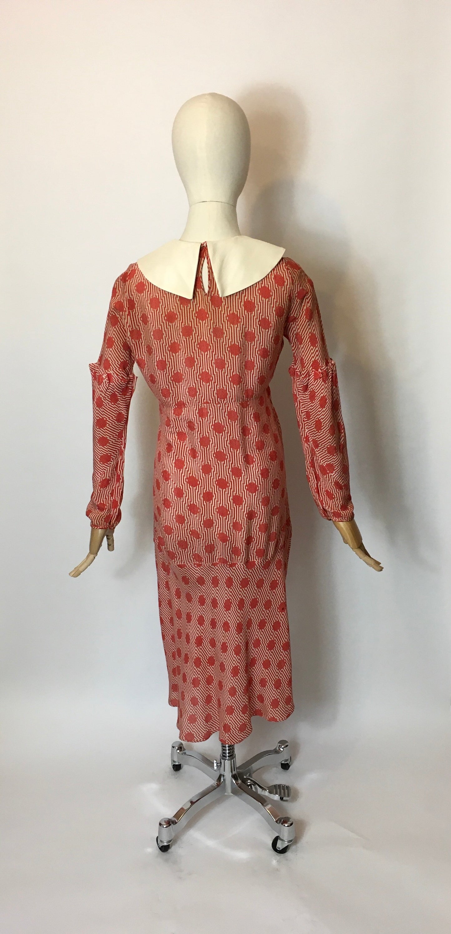 Original 1930’s Stunning Geometric Print Day Dress - Festival of Vintage Fashion Show Exclusive