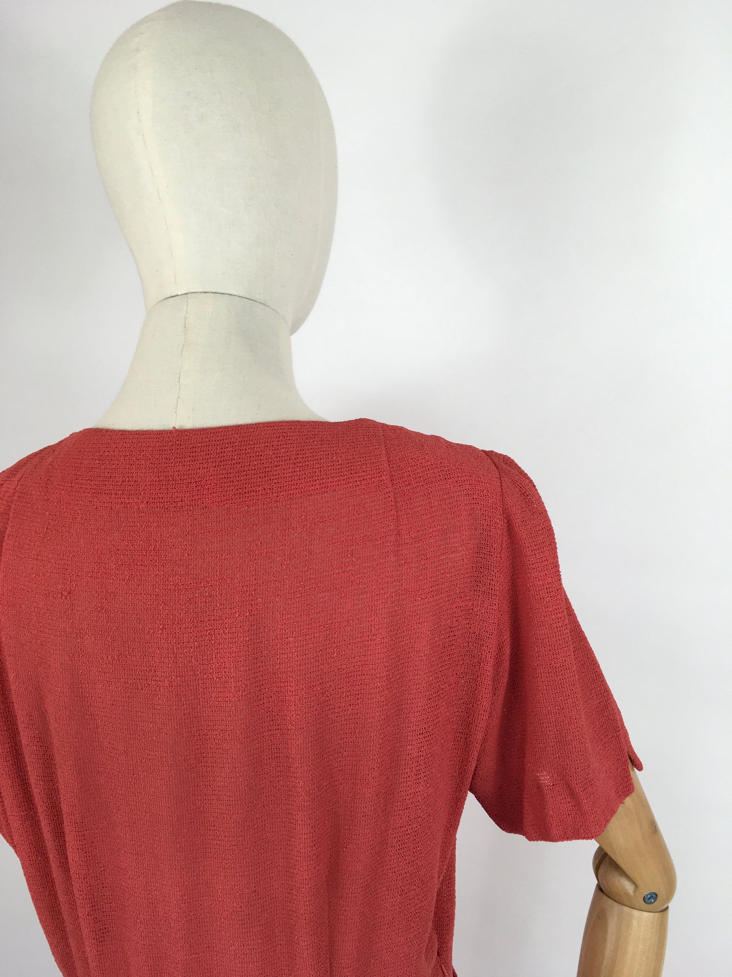 Original 1940’s Dress By ‘ Travelcraft by Sportscraft’ - In a Beautiful Deep Coral with White Floral Beadwork