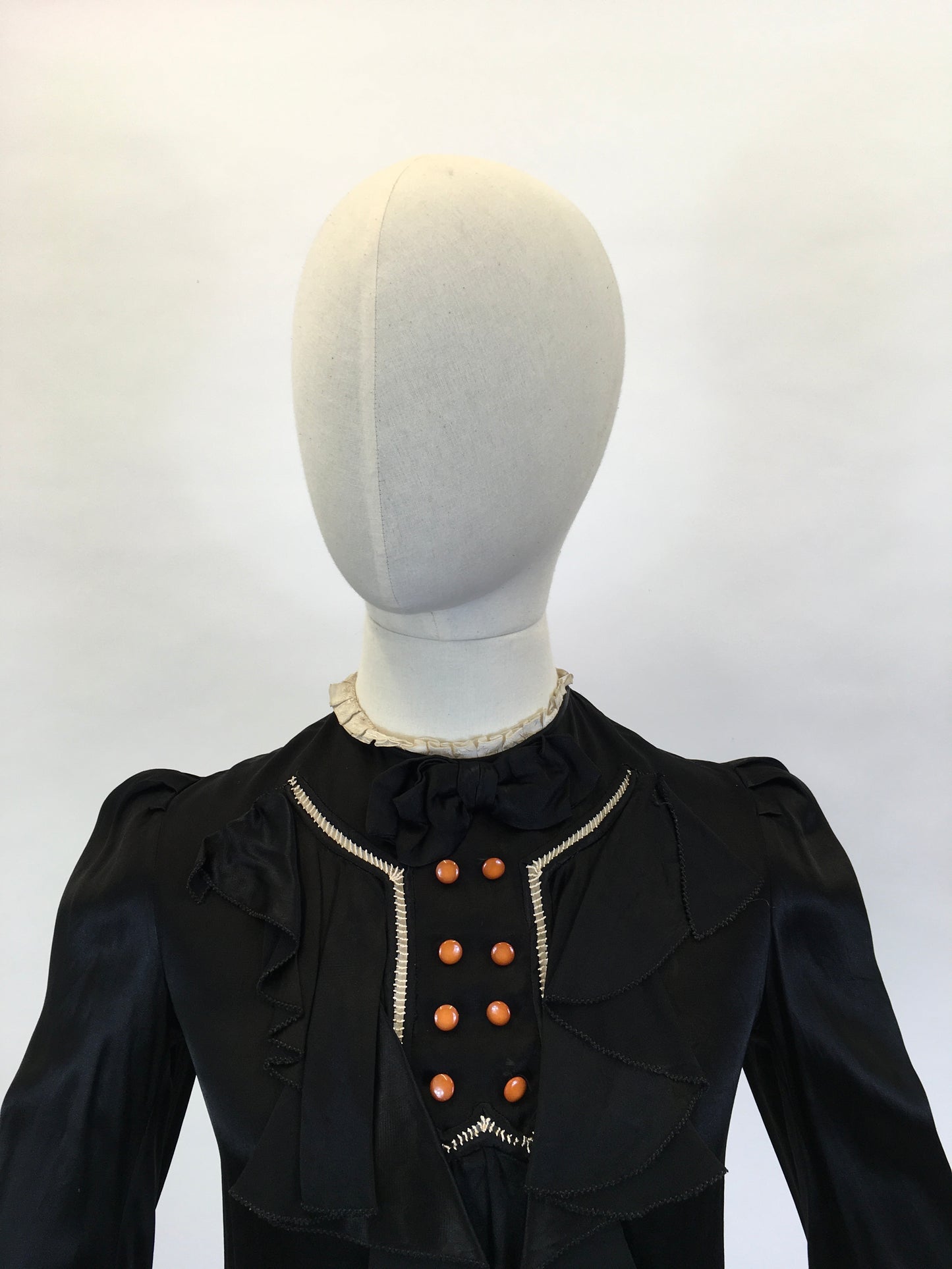 Original 1930’s Black Silk Blouse - With Stunning Details