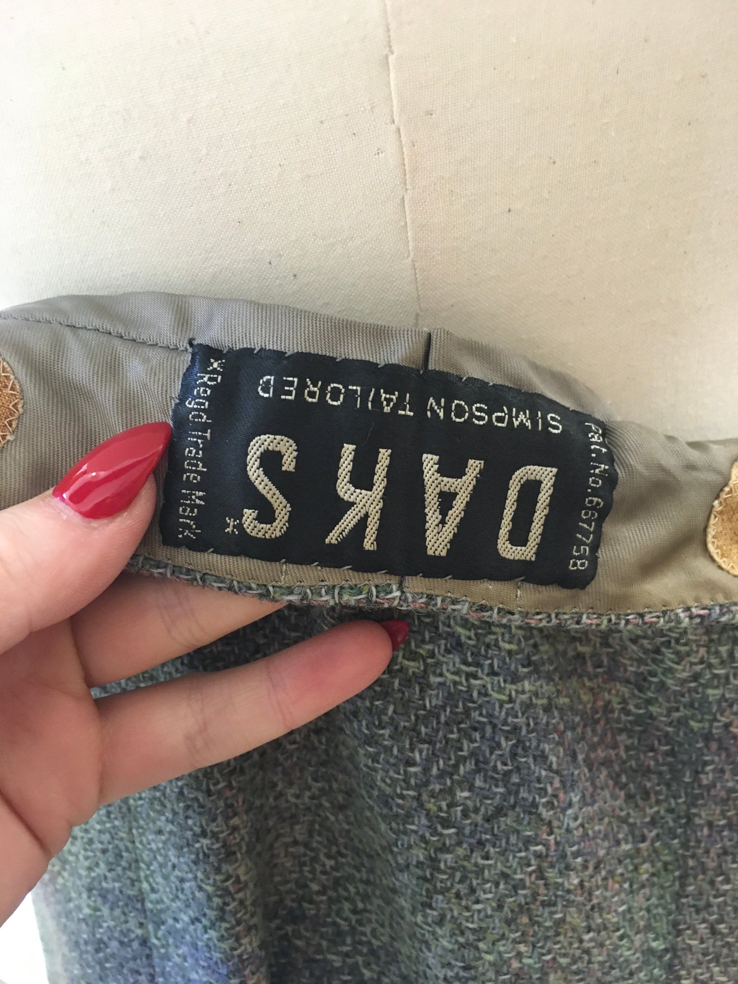 Original Late 1950’s Wool Skirt by ‘ Daks’ - In A Pink, Purple, Green & Blue Tweed