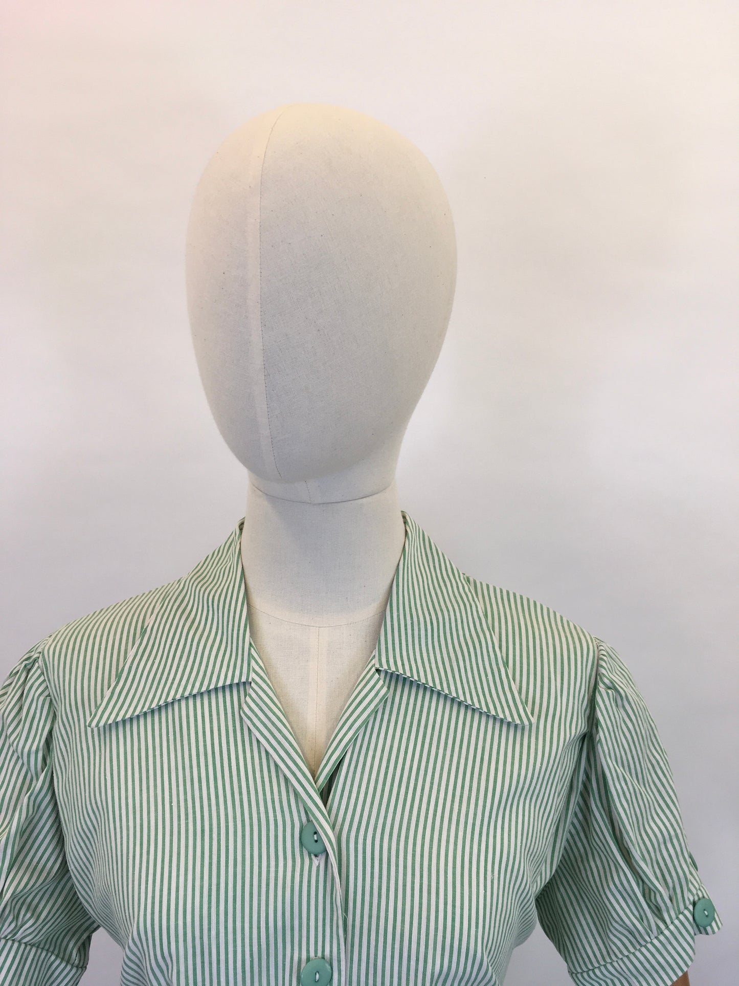 Original 1940’s Green & White Striped Dress - ‘ Joyce the Bright’ Patented Label