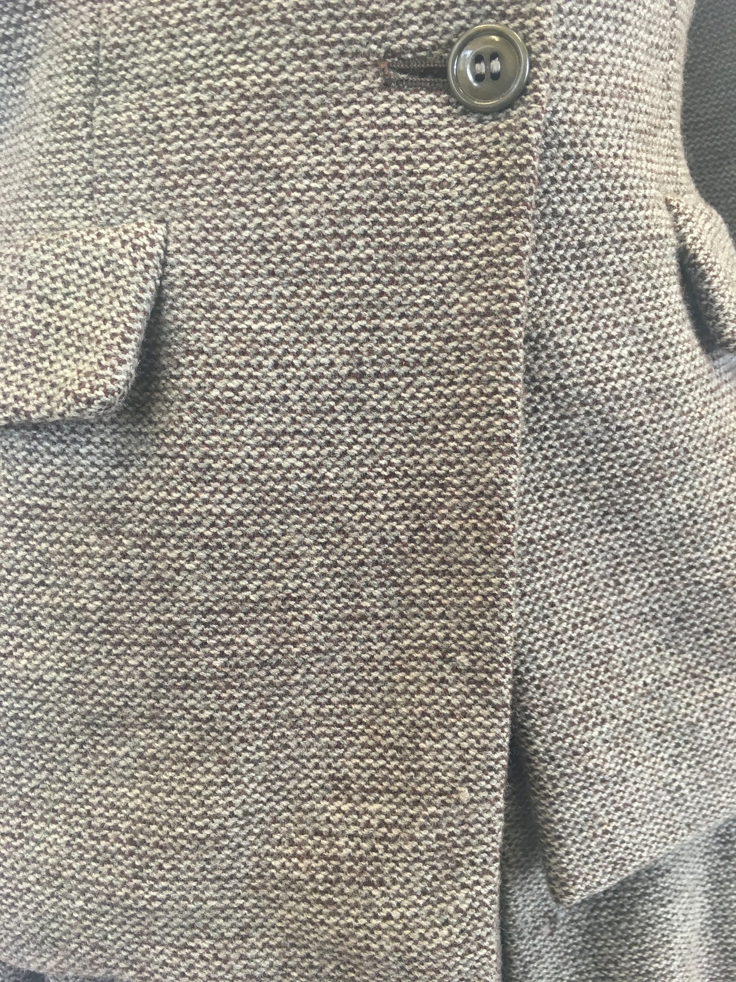 Original 1940’s Beautiful ‘ Hebe Sports ‘ Suit - In A Brown & Cream Woollen Tweed With Brown Velvet Trim