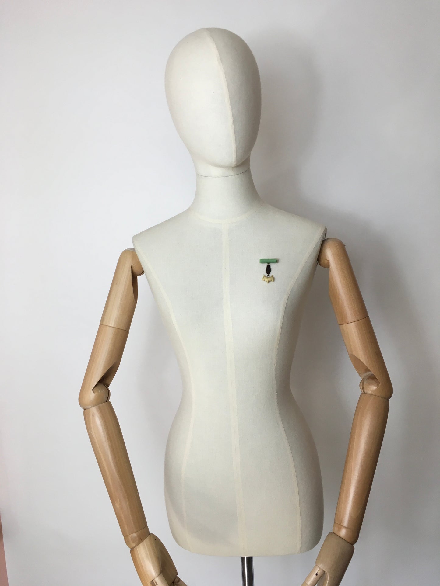 Original 1940’s War Time Dog Bar Brooch - In a Lovely Mint Green with Walking lead.