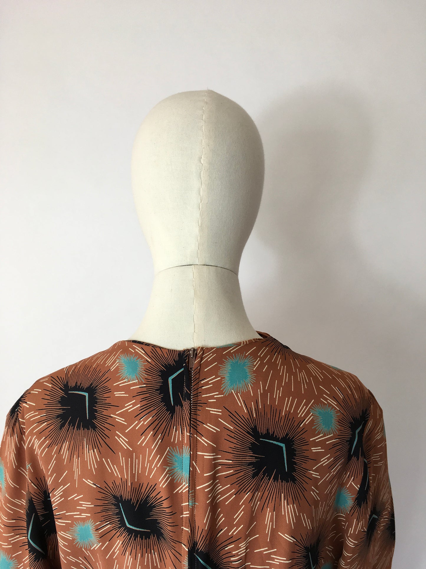 Original 1940’s Stunning Rayon Dress - Featuring a classic Silhouette and Beautiful Colour Pallet