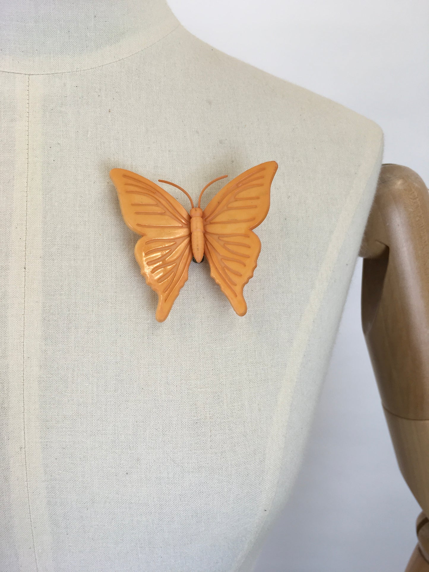 Original 1950s Big Plastic Butterly Brooch - In a Fabulous Bright Orange