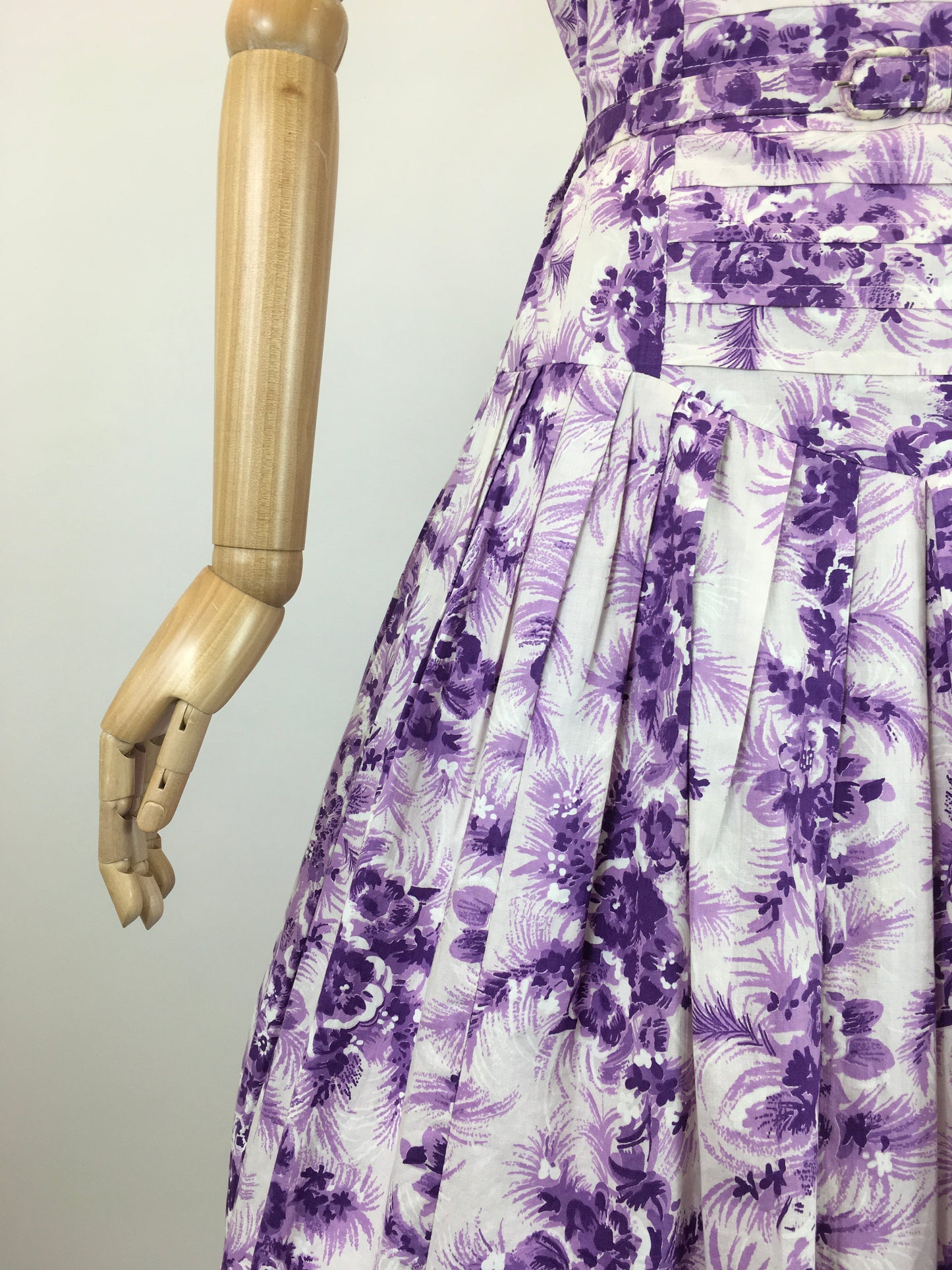 Original 1950’s Cotton Day Dress - In A Darling Rich Purple and Soft Lilac Floral
