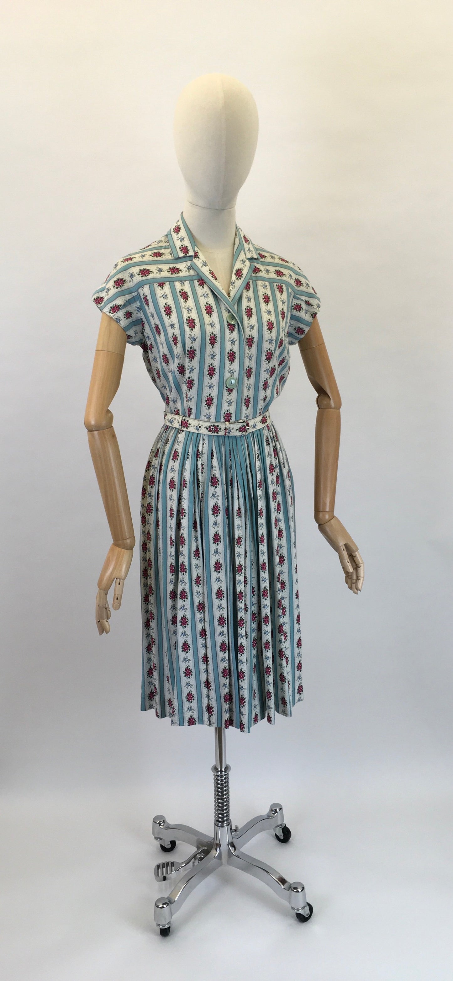 Original 1950’s ‘ St. Michael’ Floral Cotton Day Dress - In Beautiful Blues, Pinks, Greens and Whites