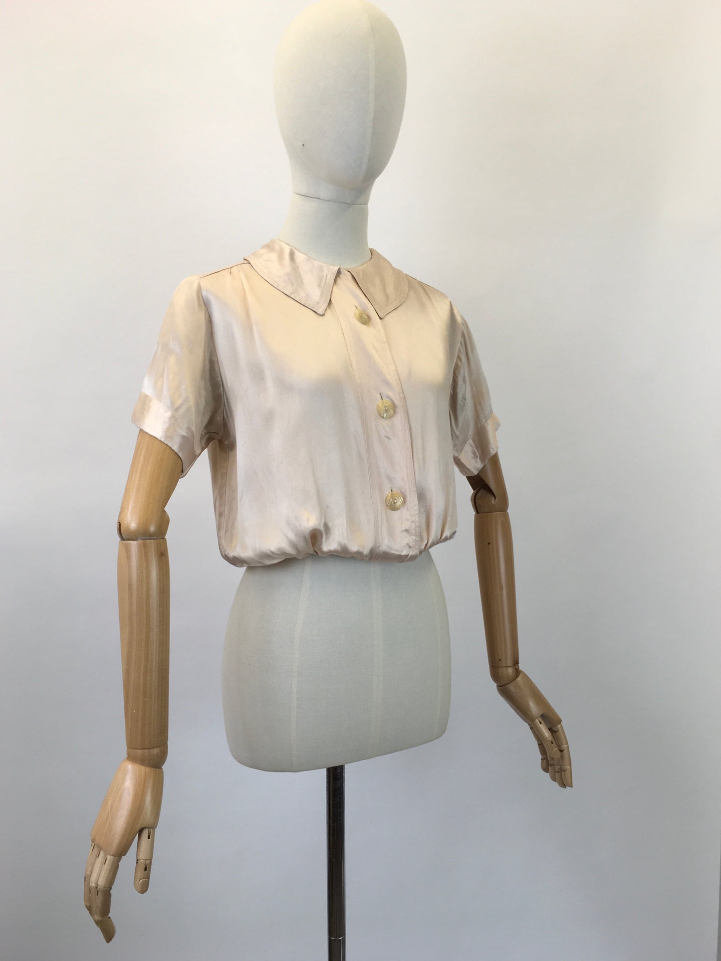 Original 1930's Darling Silk Rayon Blouse - In A Pale Pink