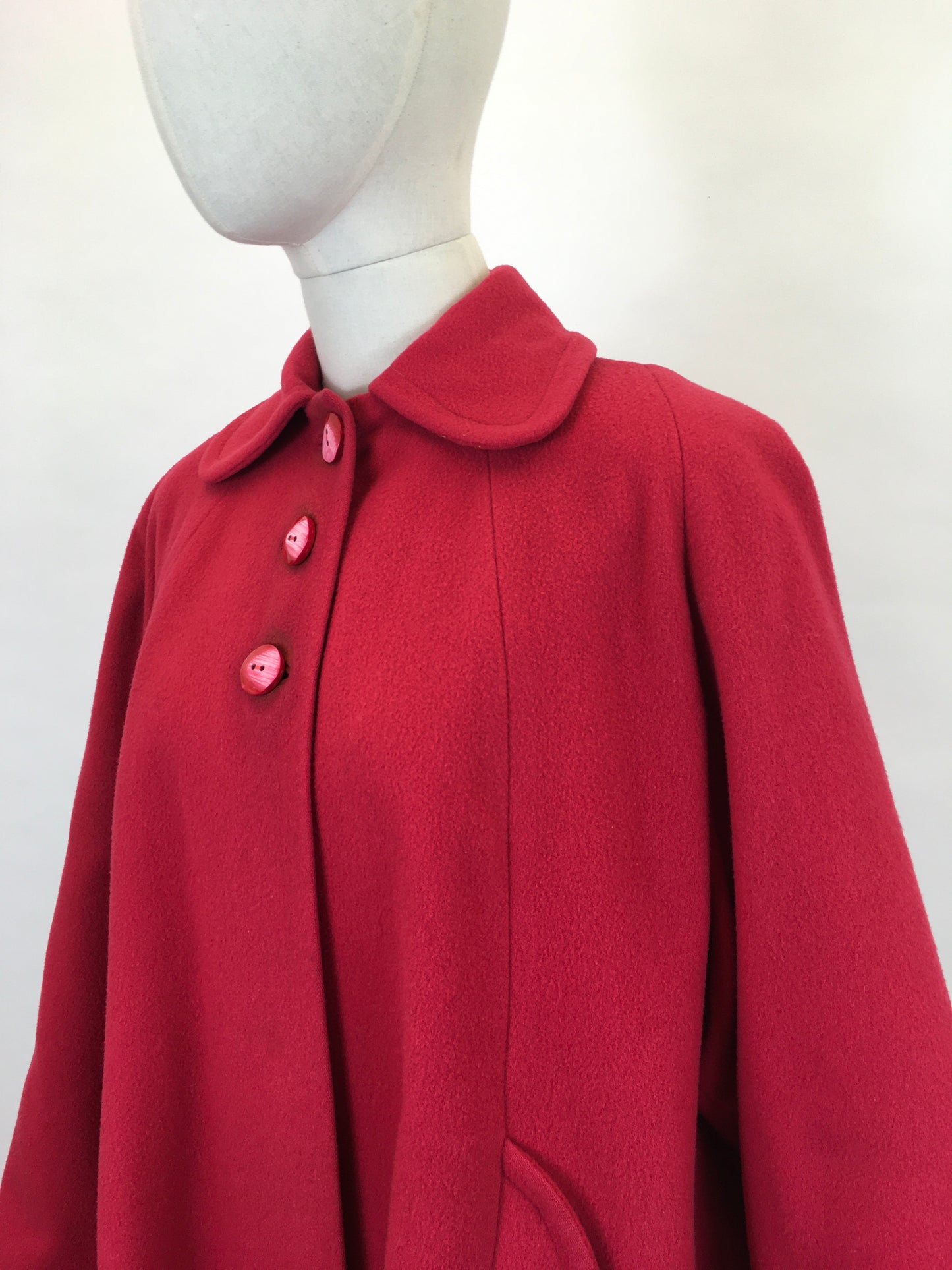 Original Late 1940’s Raspberry Red Swing Jacket - With Stunning Detailing
