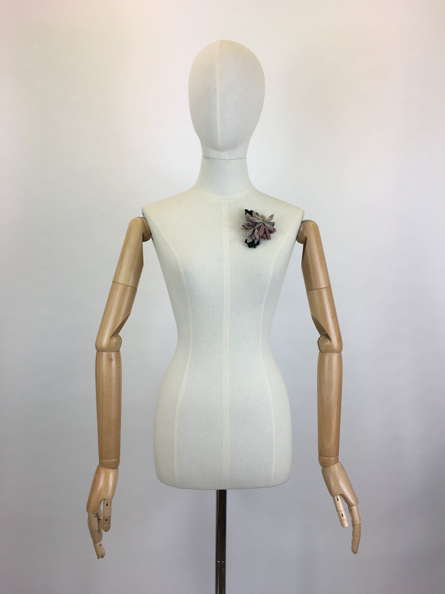 Original 1940’s ‘ Make Do And Mend ‘ Felt Floral Posy Corsage - In Muted Purple, Violets and Greenery