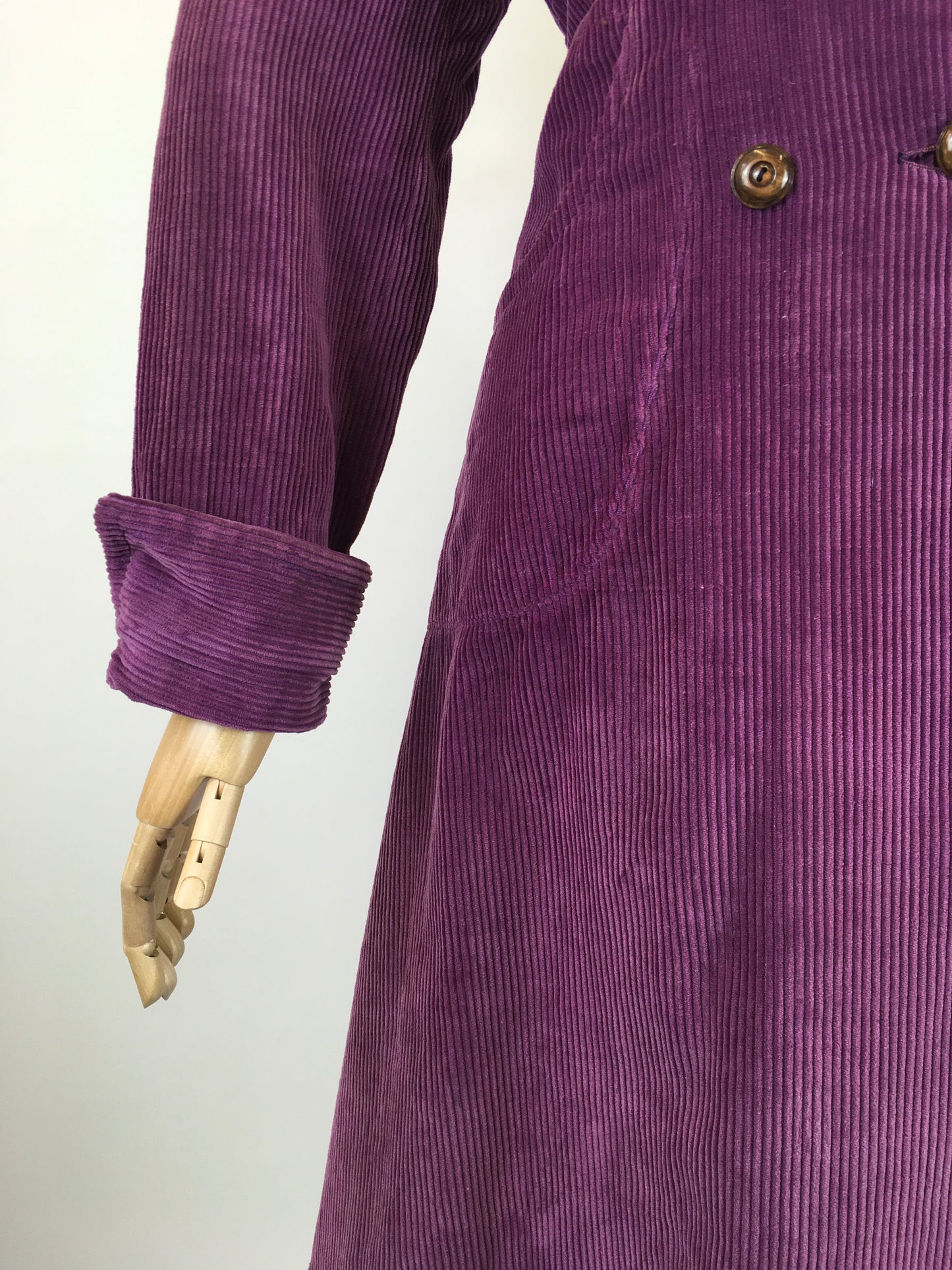 Original Stunning 1940’s Fine Needlecord Coat - In A Divine Rich Purple Colour