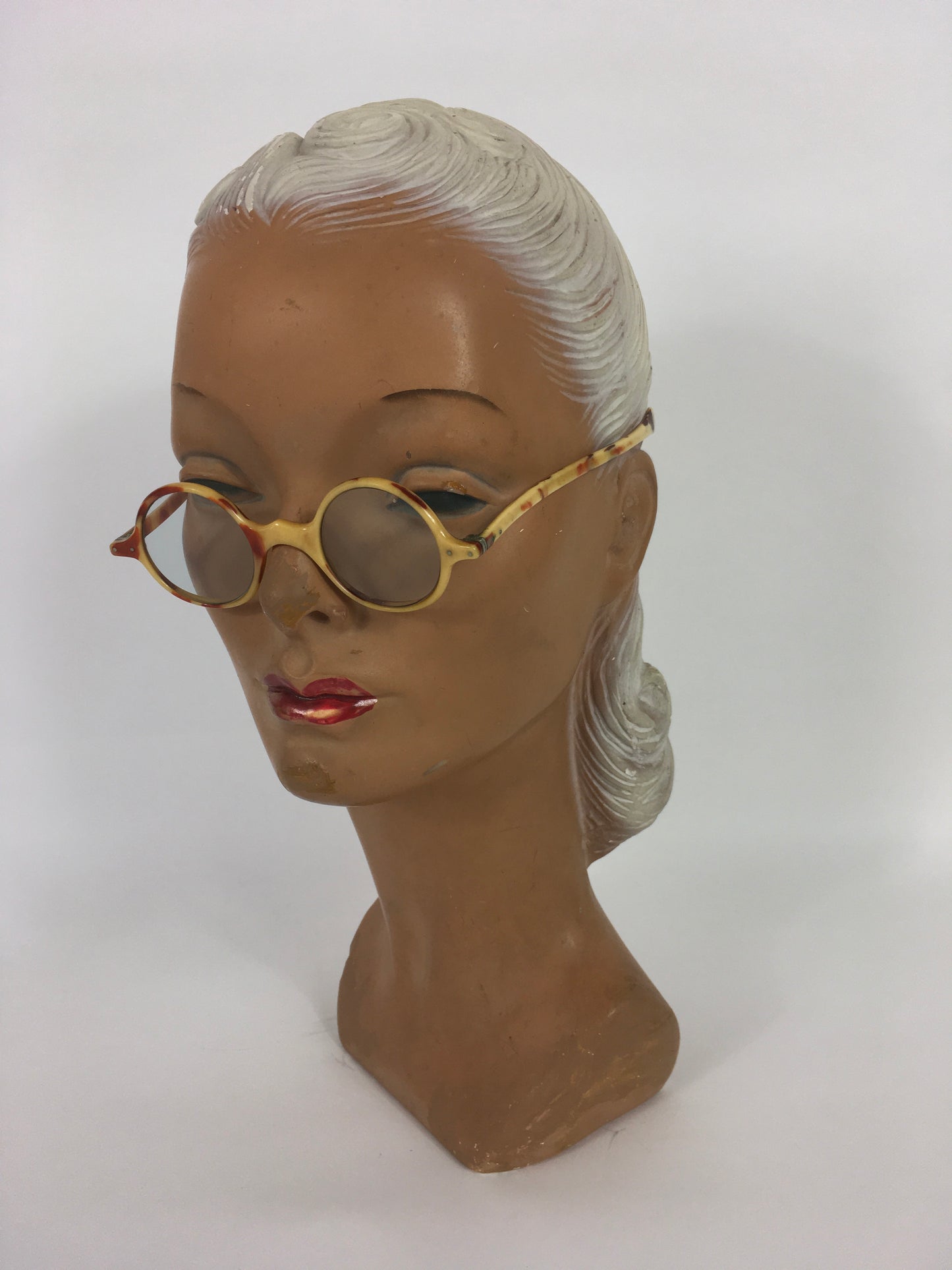 Original 1930s Sunglasses - In a Lovely Cream and Brown 2 Tone in a Small Classic Frame