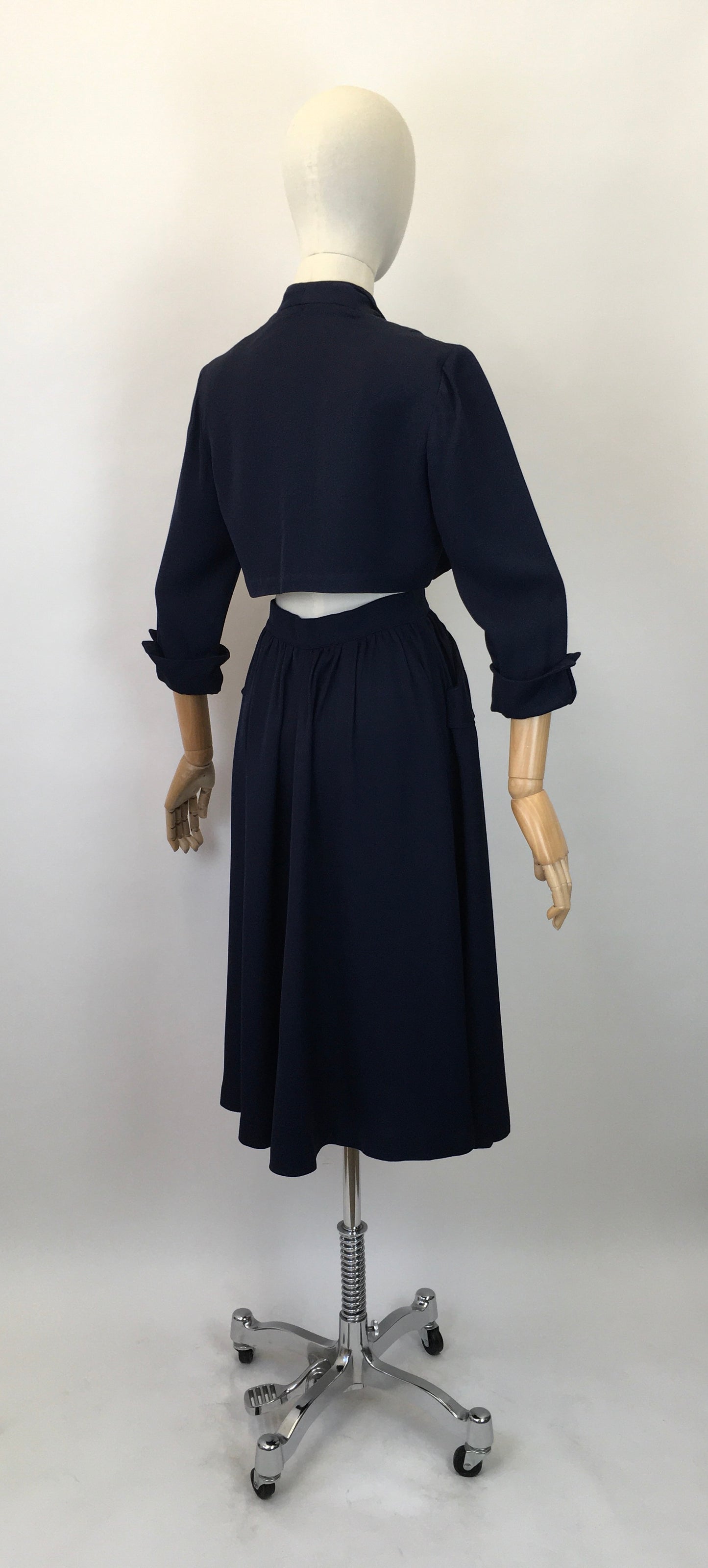Original 1940's Early 1950's Darling Bolero & Skirt Set - In A Classic Navy