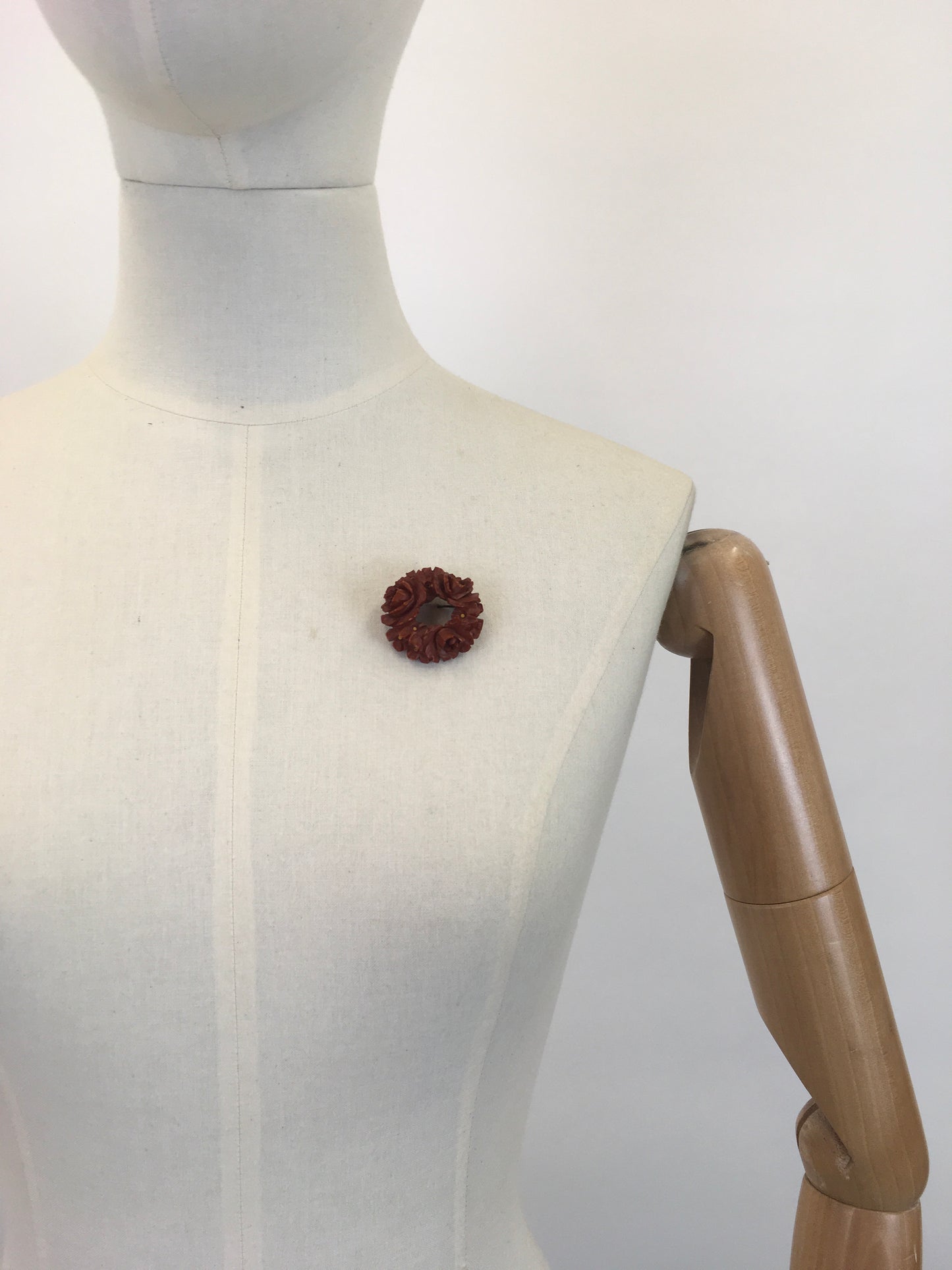 Original 1930's Darling Celluloid Floral Brooch - In A Warming Brown