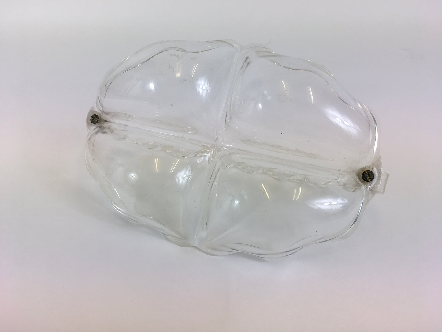 Original 1950’s Clear Lucite Compartment Tray - With Twisted Handle