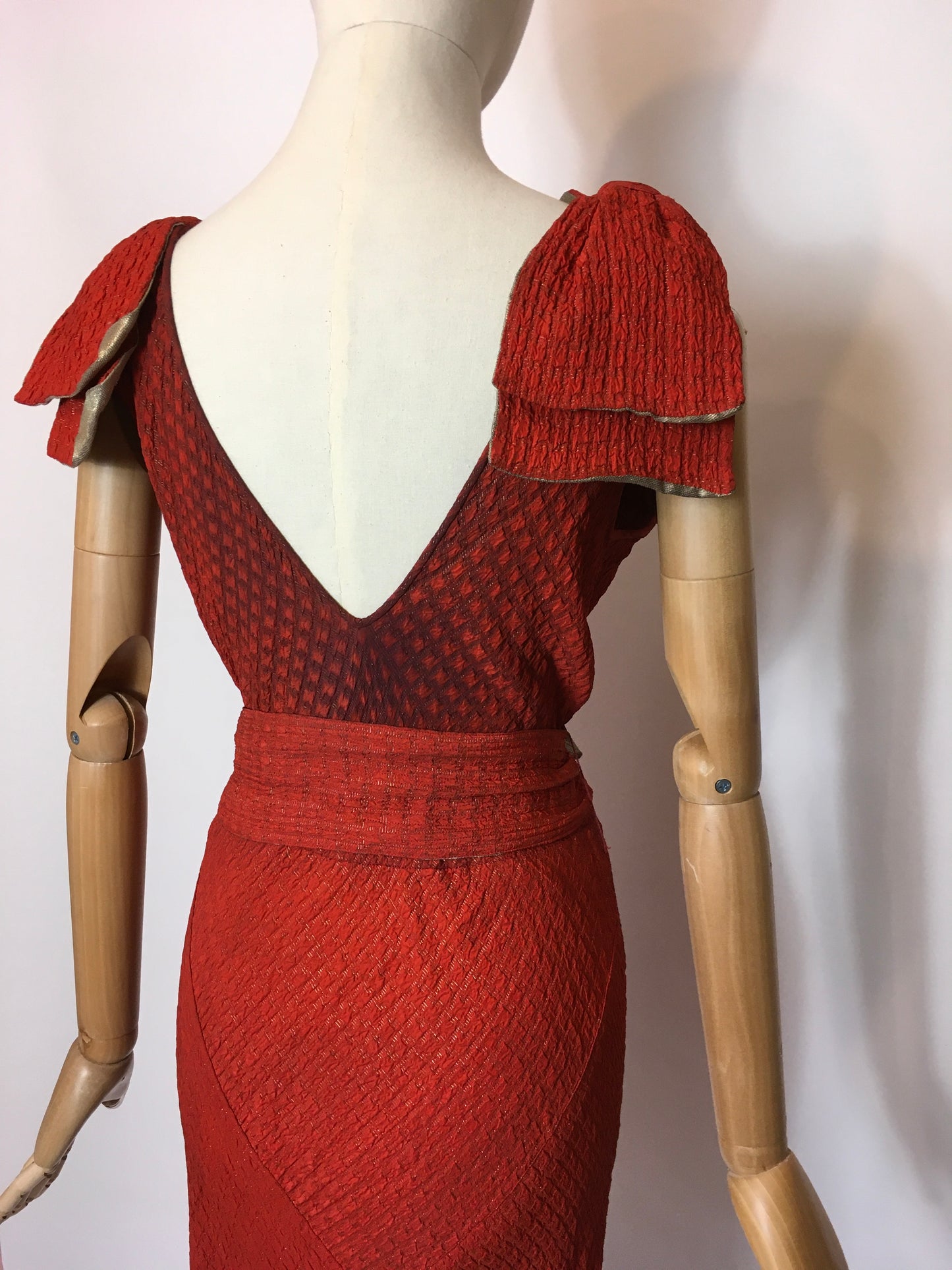 Original 1930’s Stunning Rust and Lame Bias Cut Gown - Festival of Vintage Fashion Show Exclusive