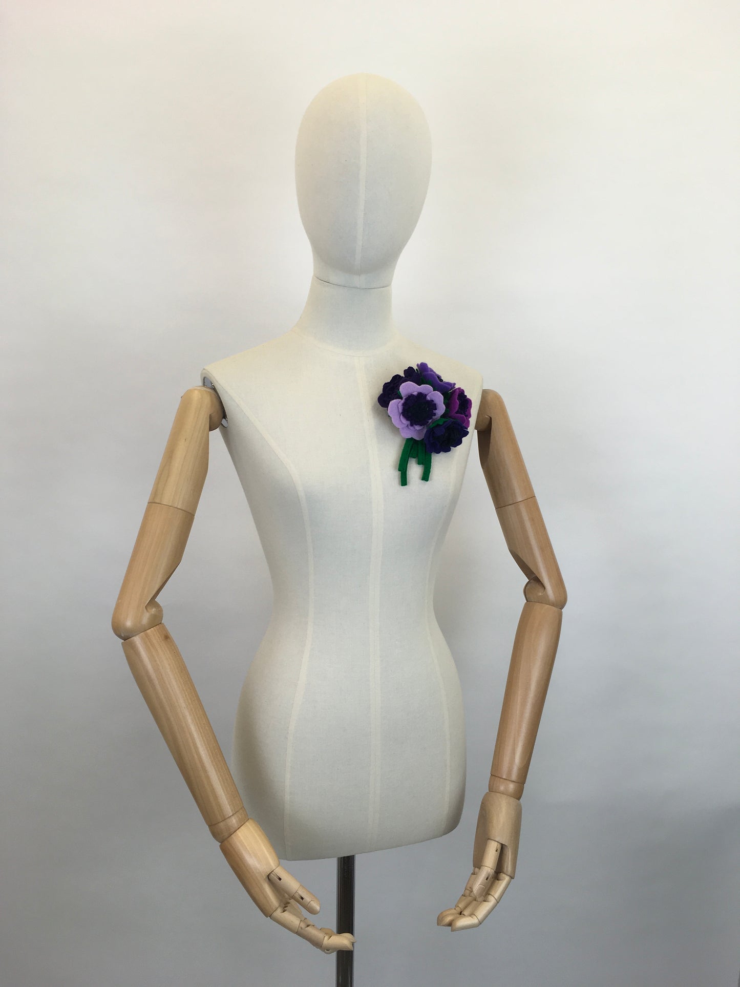 Reproduction Vintage 1940’s Make Do and Mend Floral Corsage - In Rich Purples and Greens