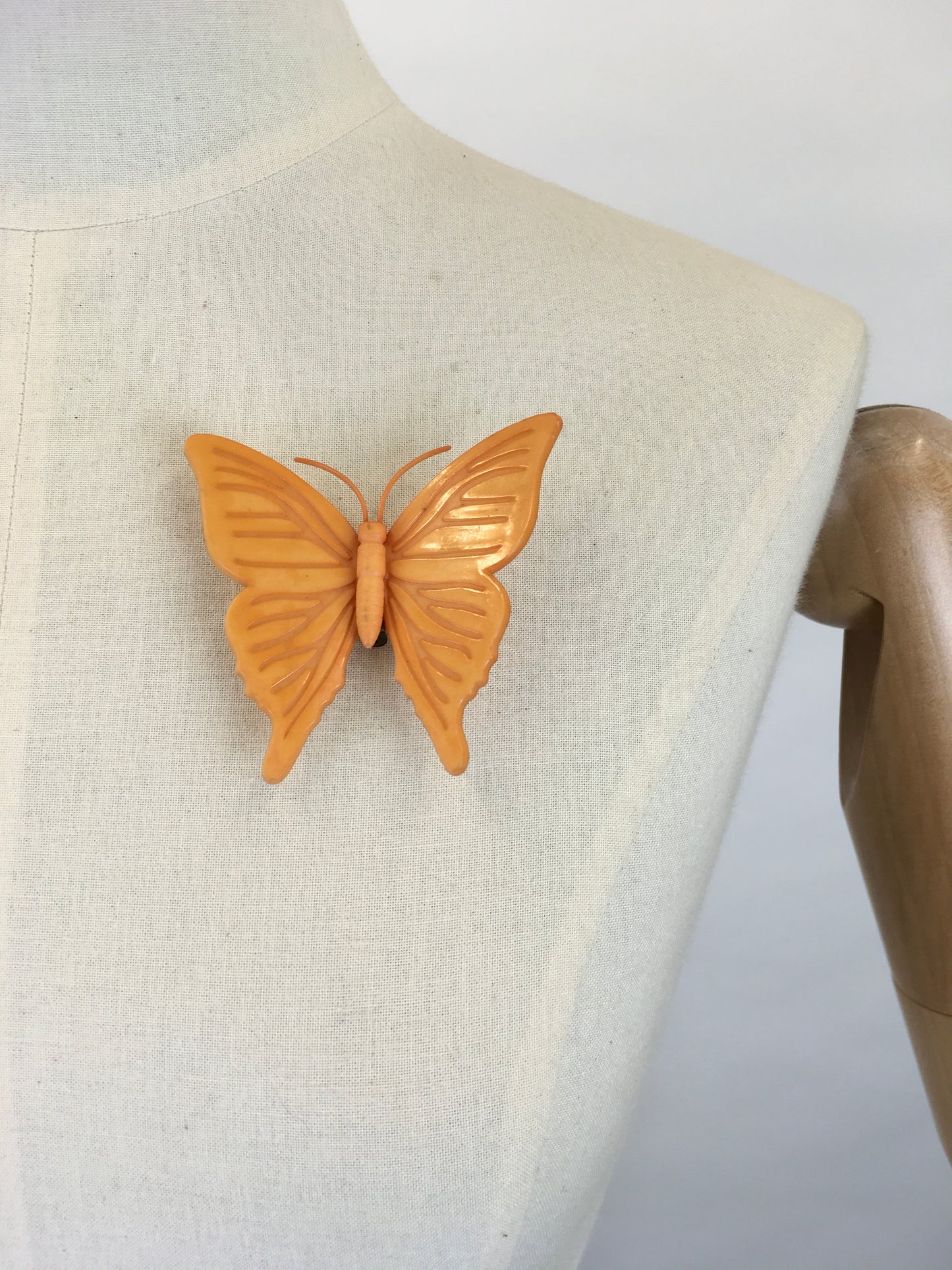 Original 1950s Big Plastic Butterly Brooch - In a Fabulous Bright Orange