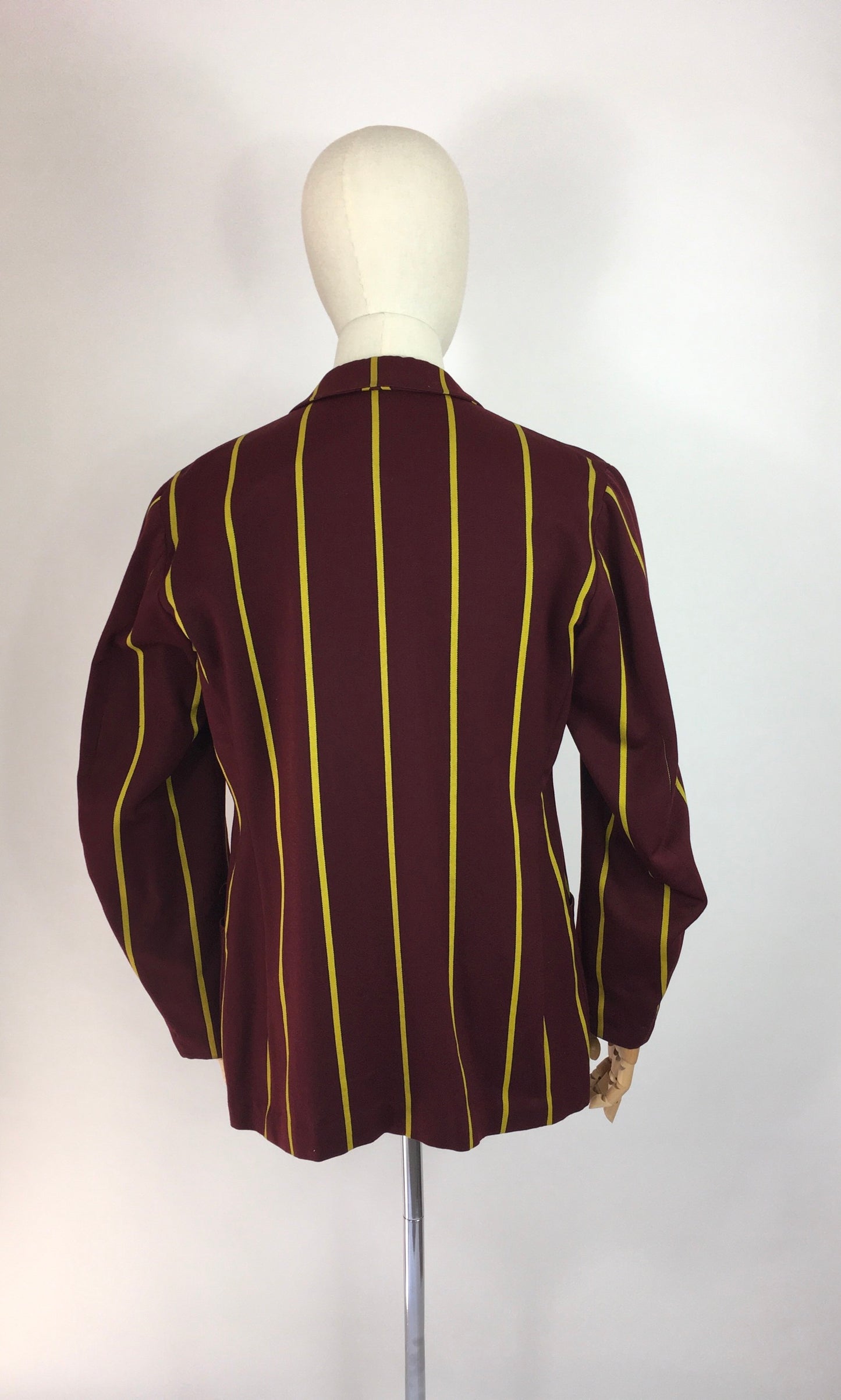 Original College Blazer By ‘ Ryder and Amies Cambridge’ - In a Lovely Burgundy and Yellow Stripe