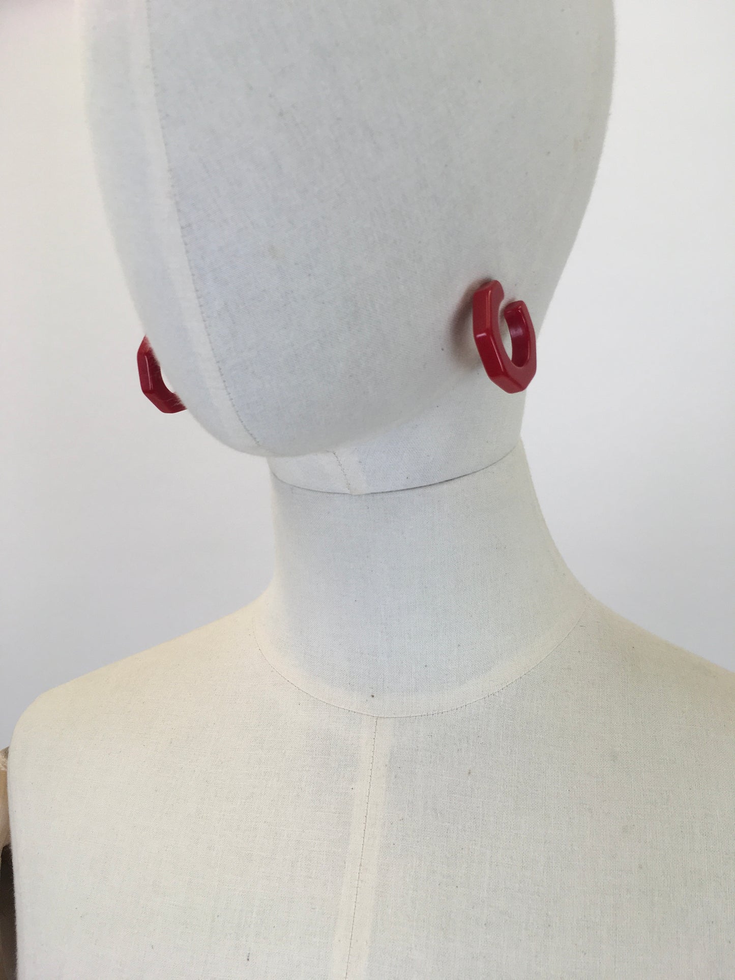 Original Darling 1950's Bakelite Earrings - In Cherry Red