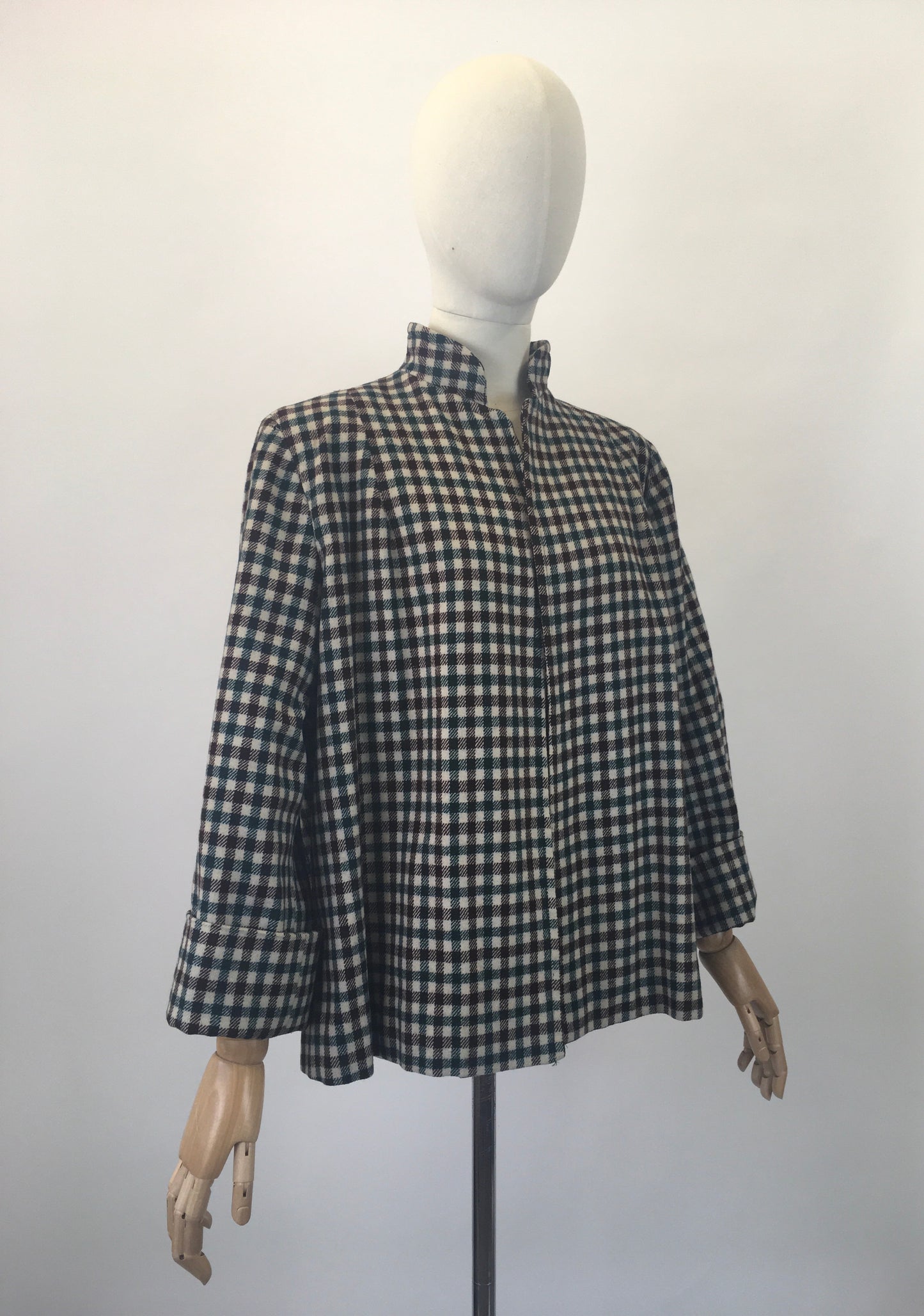 Original 1940's Fabulous Wool Swing Jacket - In Warming Brown and Forest Green