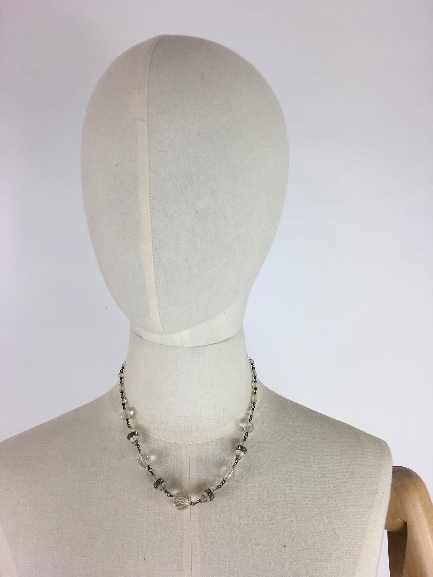 Original 1930’s Necklace - In Glass Beads with Marquesite Detailing and Screw Back Clasp