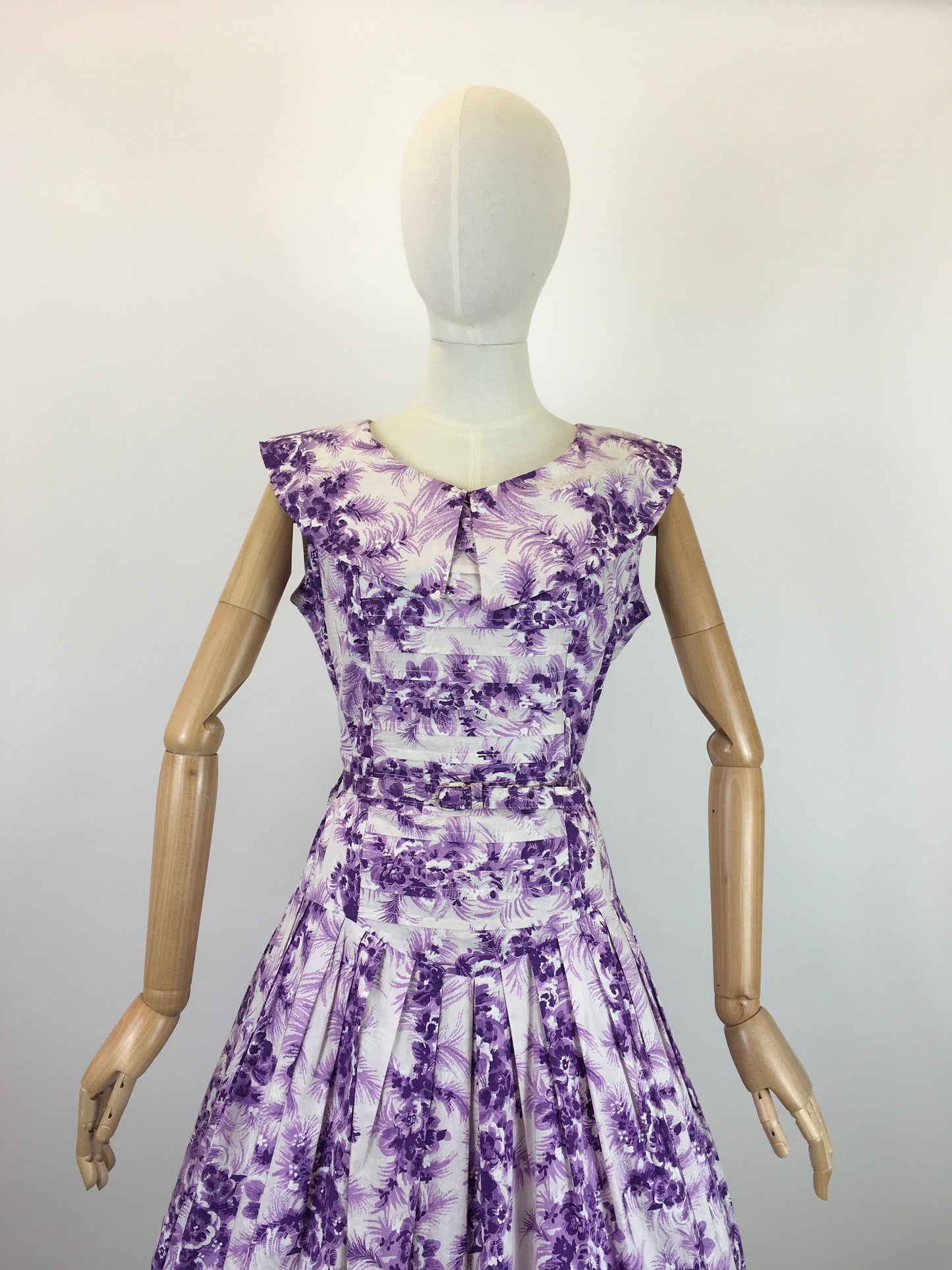 Original 1950’s Cotton Day Dress - In A Darling Rich Purple and Soft Lilac Floral