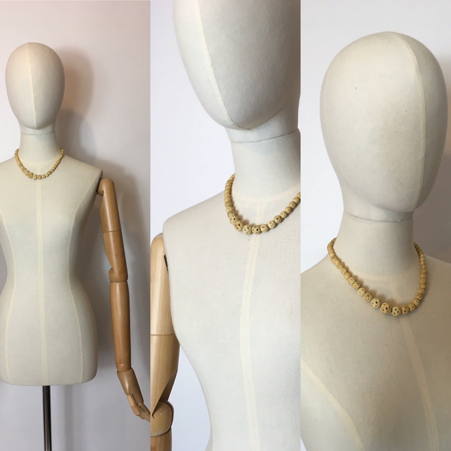 Original 1930’s Celluloid Necklace In a Buttermilk Cream - Festival Of Vintage Fashion Show Exclusive
