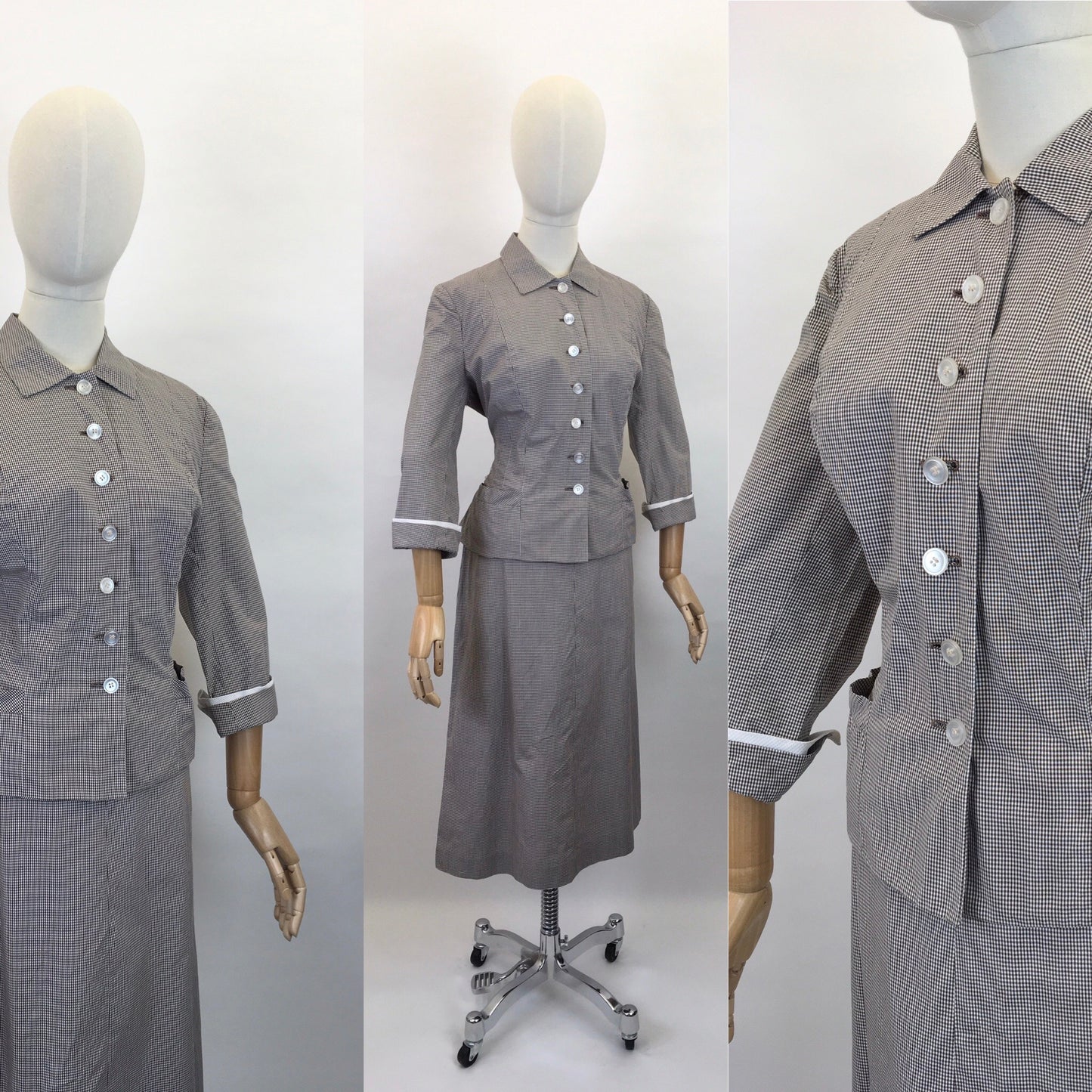 Original 1950’s ‘ Glenhaven ‘ Summer Suit - In A Brown and White Gingham Check