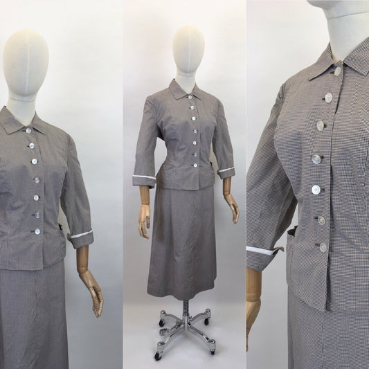Original 1950’s ‘ Glenhaven ‘ Summer Suit - In A Brown and White Gingham Check