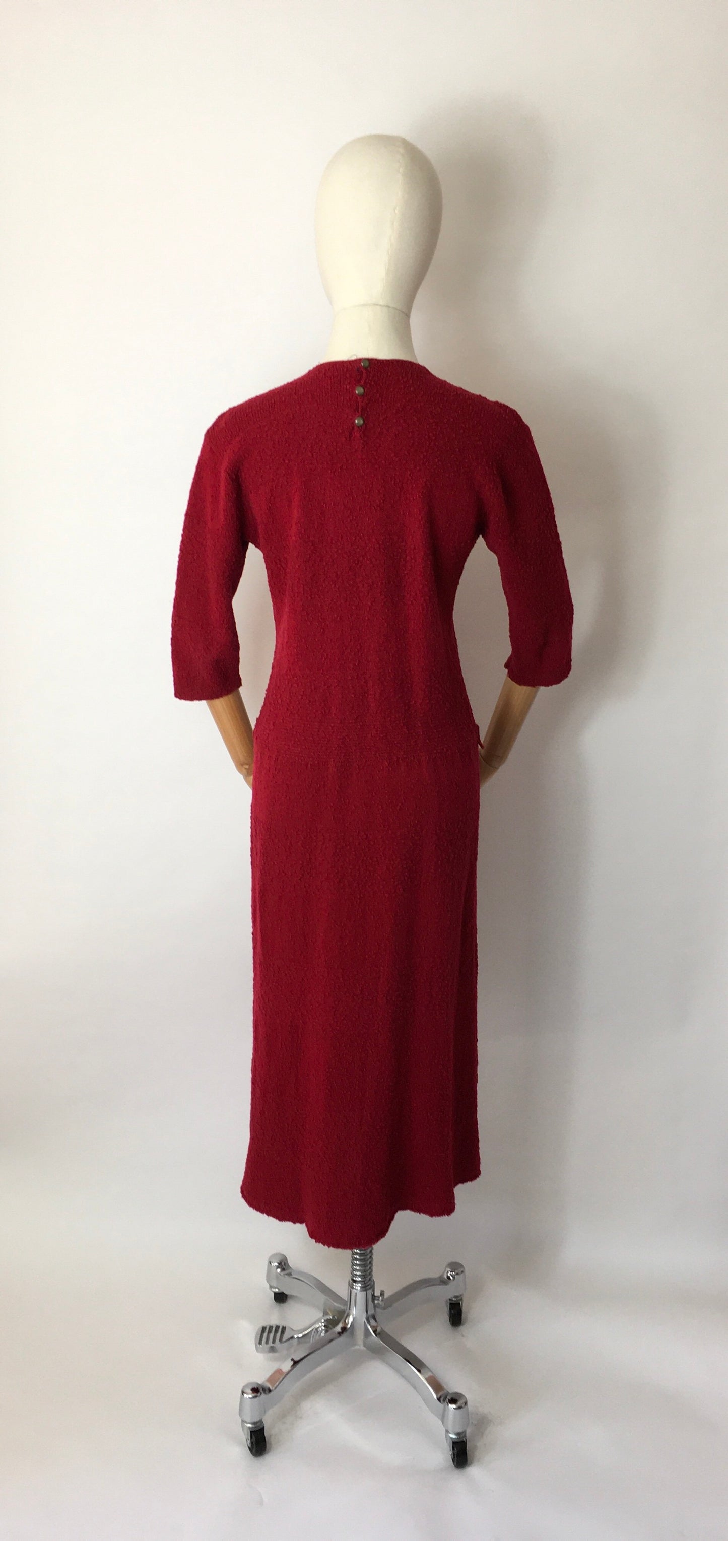 Original 1940’s Knitted Dress - In a Beautiful Raspberry Red Colour