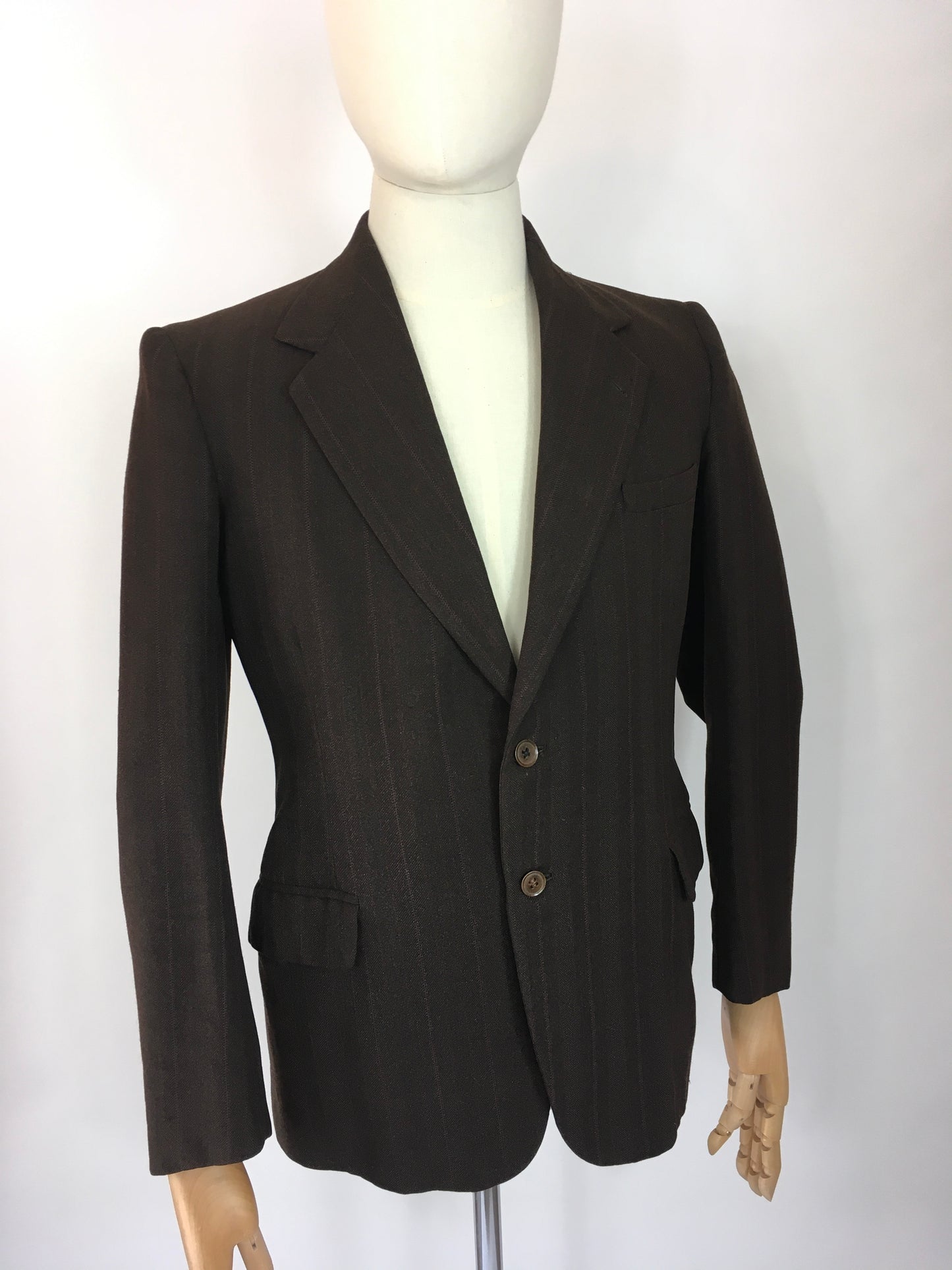 Original 1940’s CC41 Montague Burton Jacket - In a Lovely Brown with Orange and Pink Pinstripe