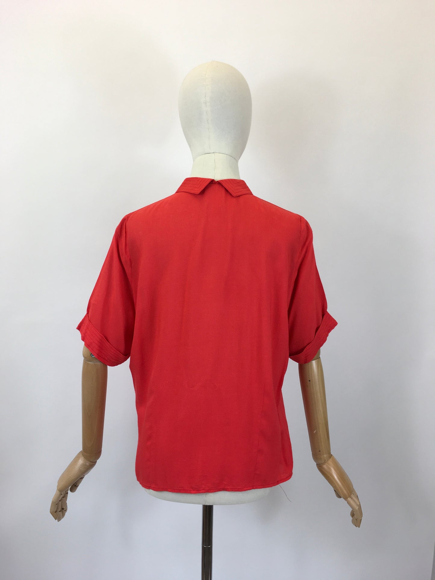 Original 1940's Fabulous Cotton Blouse - In A Lipstick Bright Red