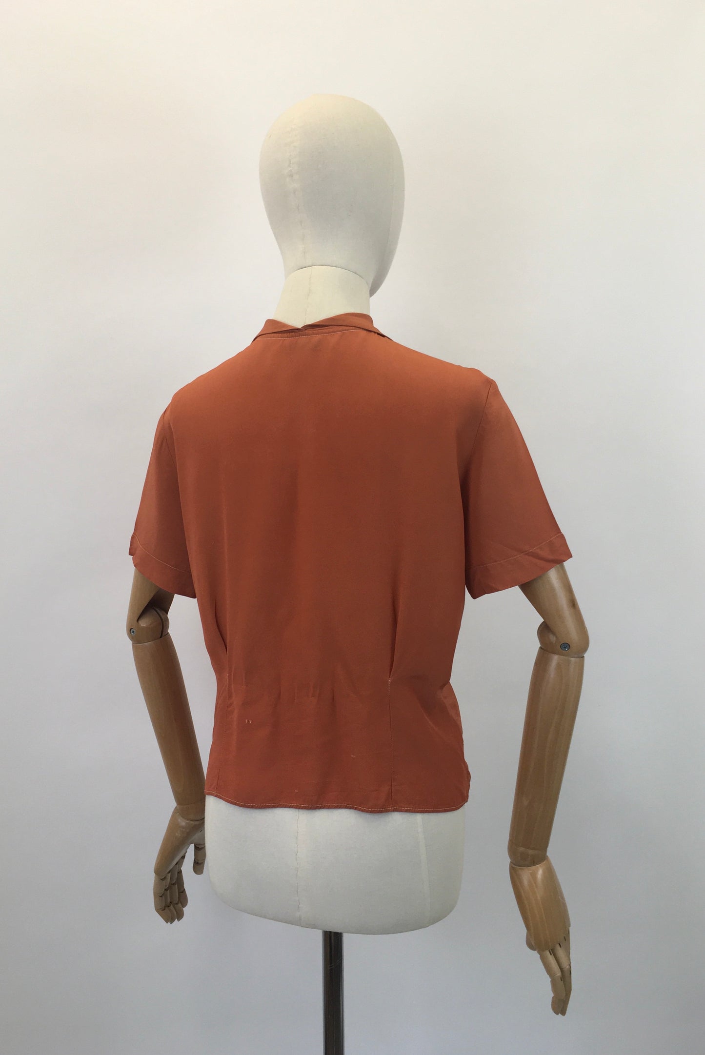 Original 1940's Stunning Silk Blouse by ' Judy Bond' - In A Warm Cinnamon Spice