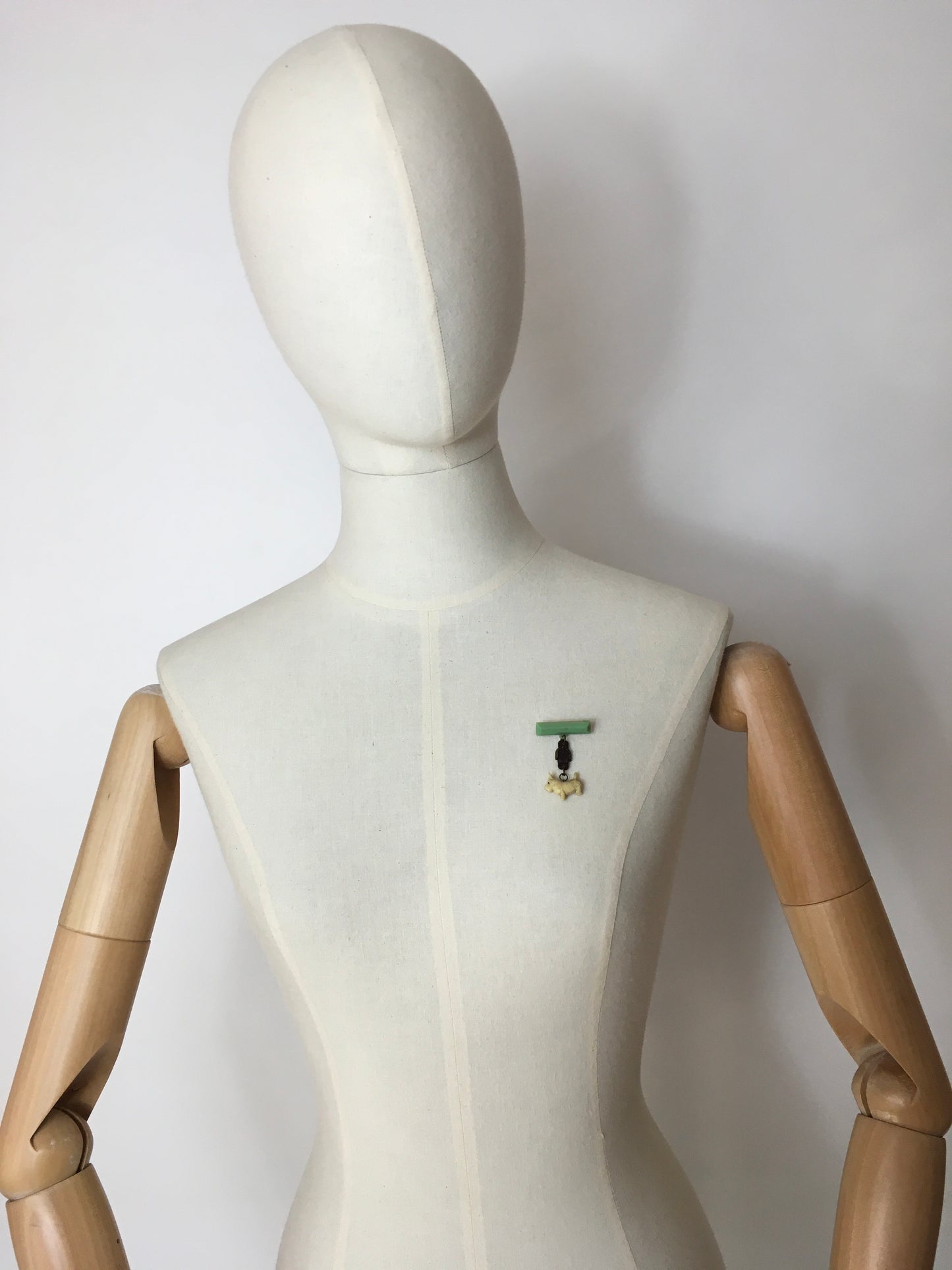 Original 1940’s War Time Dog Bar Brooch - In a Lovely Mint Green with Walking lead.