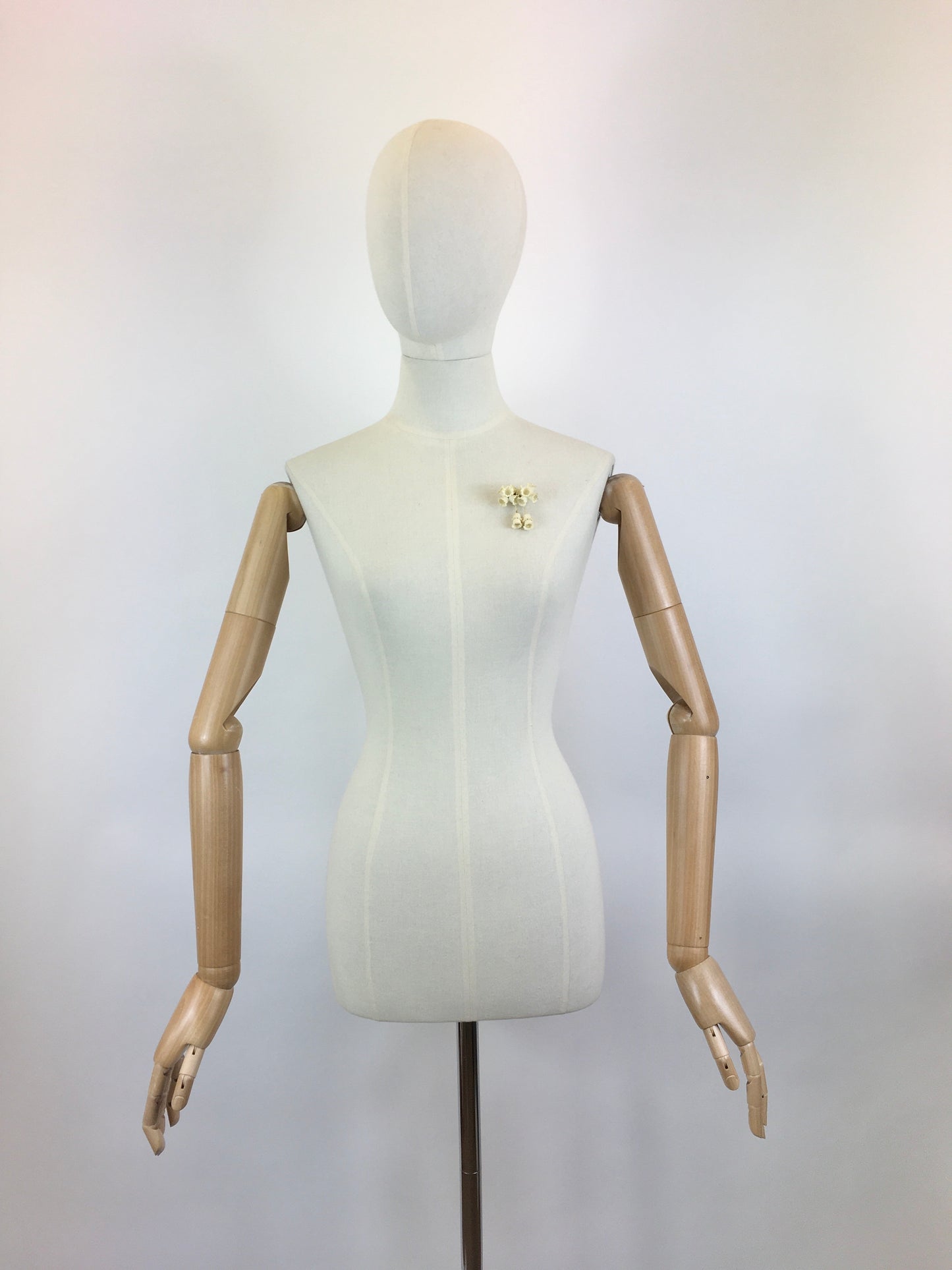 Original 1930’s Cluster Of Canterbury Bells Brooch - In Cream Celluloid