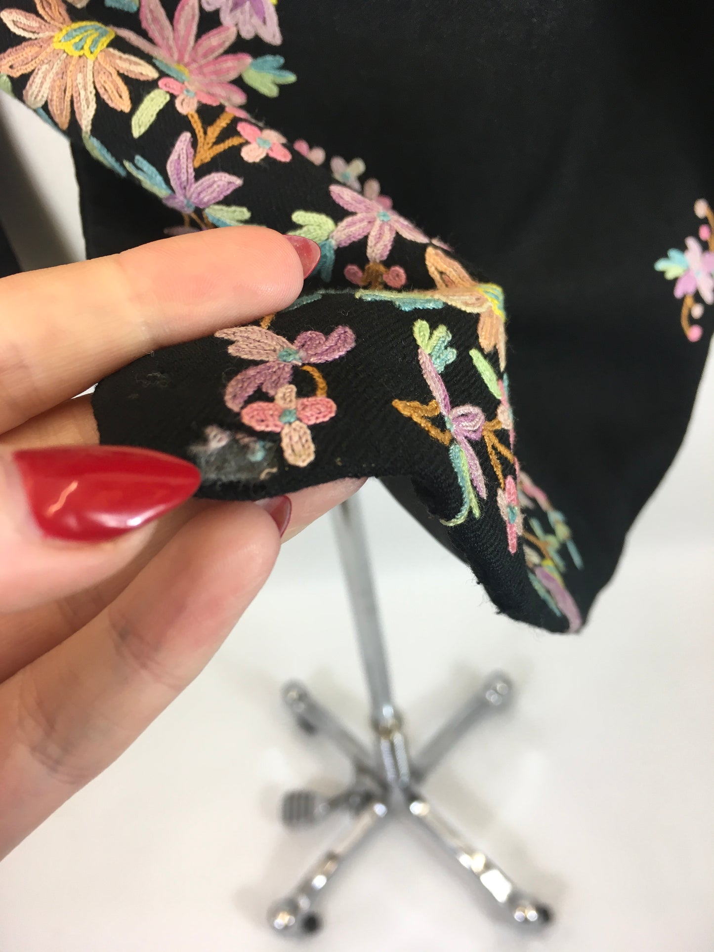 Original Late 1930's Early 1940's Edge to Edge Jacket - With Exquisite Embroidery Detailing in Pastels