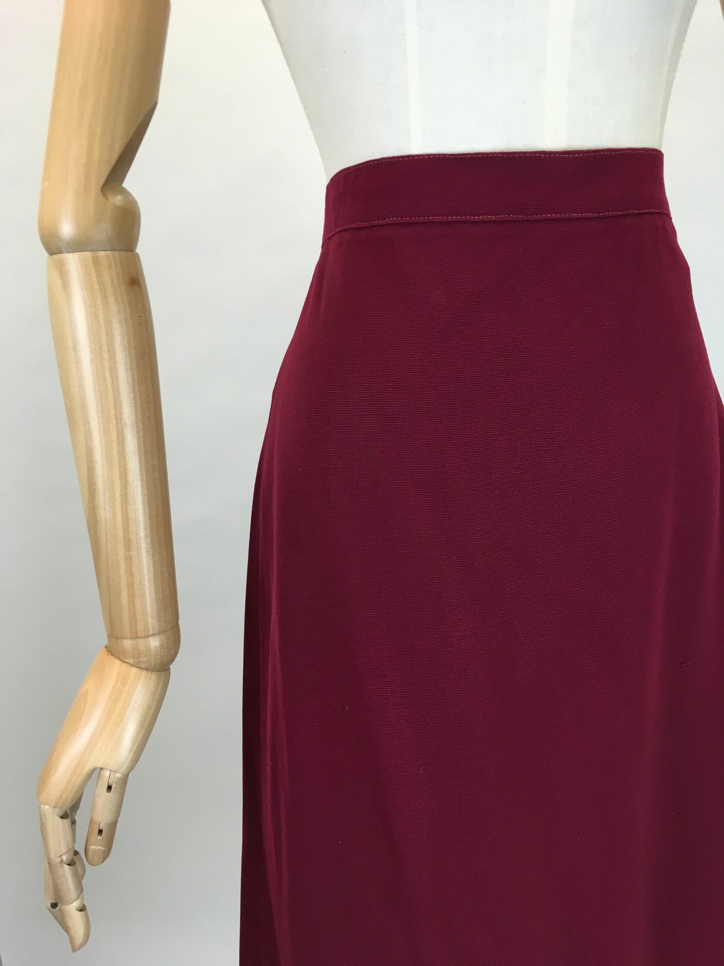 Original Late 1940s early 1950s Skirt - In a lovely Maroon Lightweight Gabardine