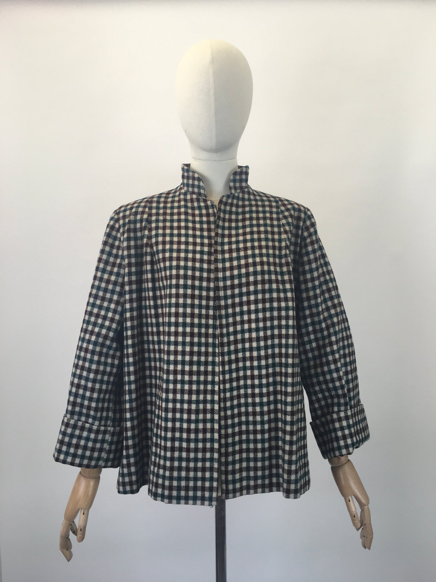 Original 1940's Fabulous Wool Swing Jacket - In Warming Brown and Forest Green