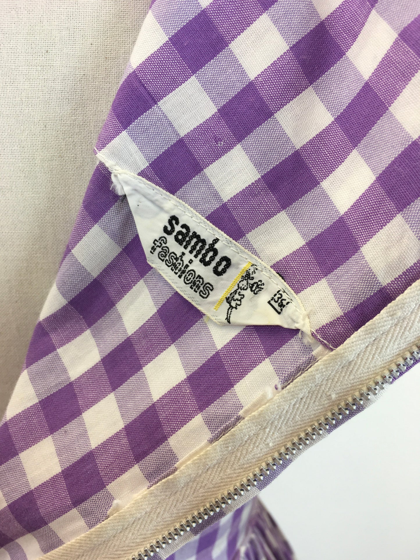 Original 1950's Darling ' Sambo Fashions' Frock - In A Beautiful Purple and White Gingham