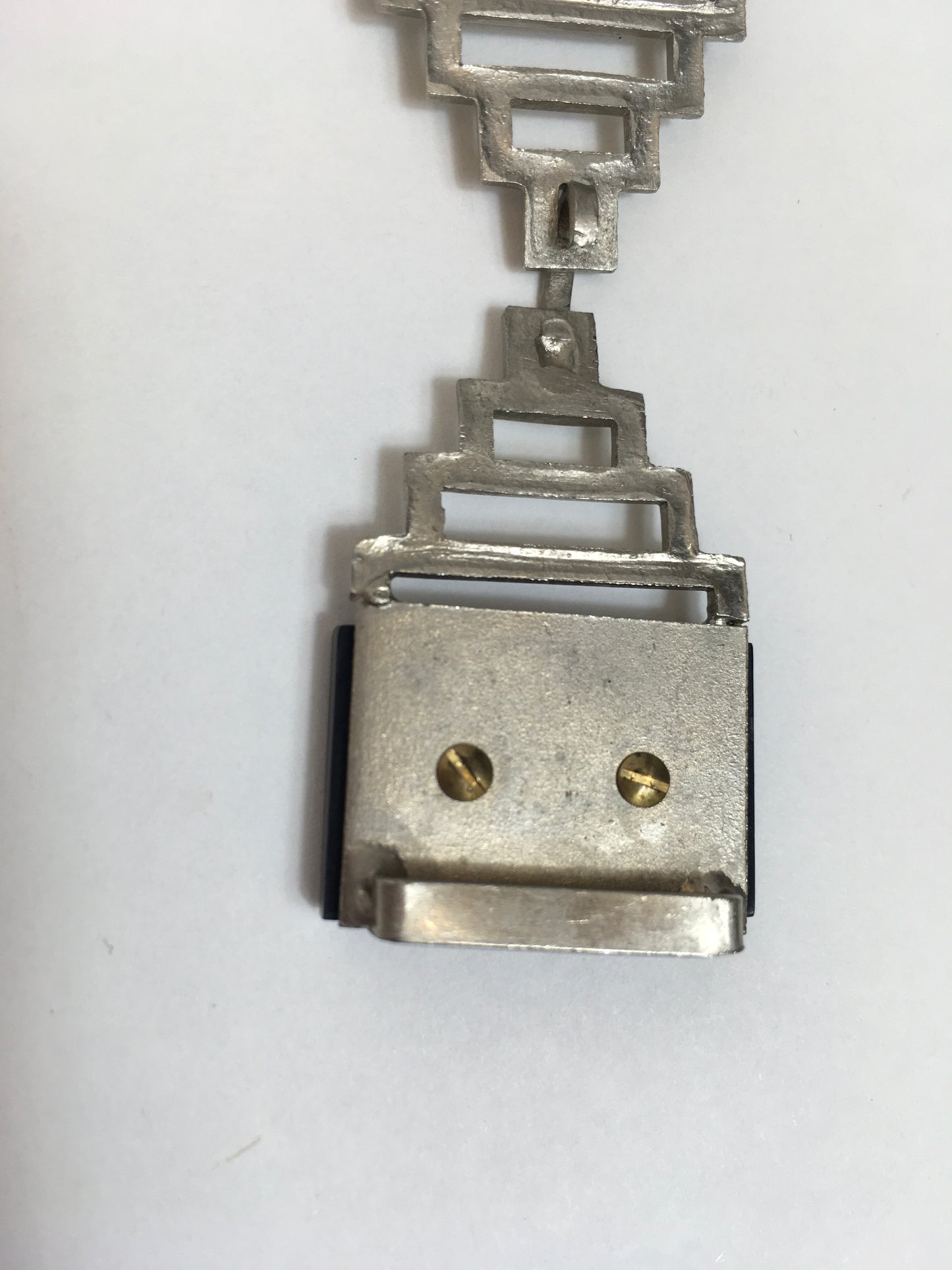 Original 1920's / 1930's Art Deco Buckle - In Silver and Black Glass with Deco Shaping