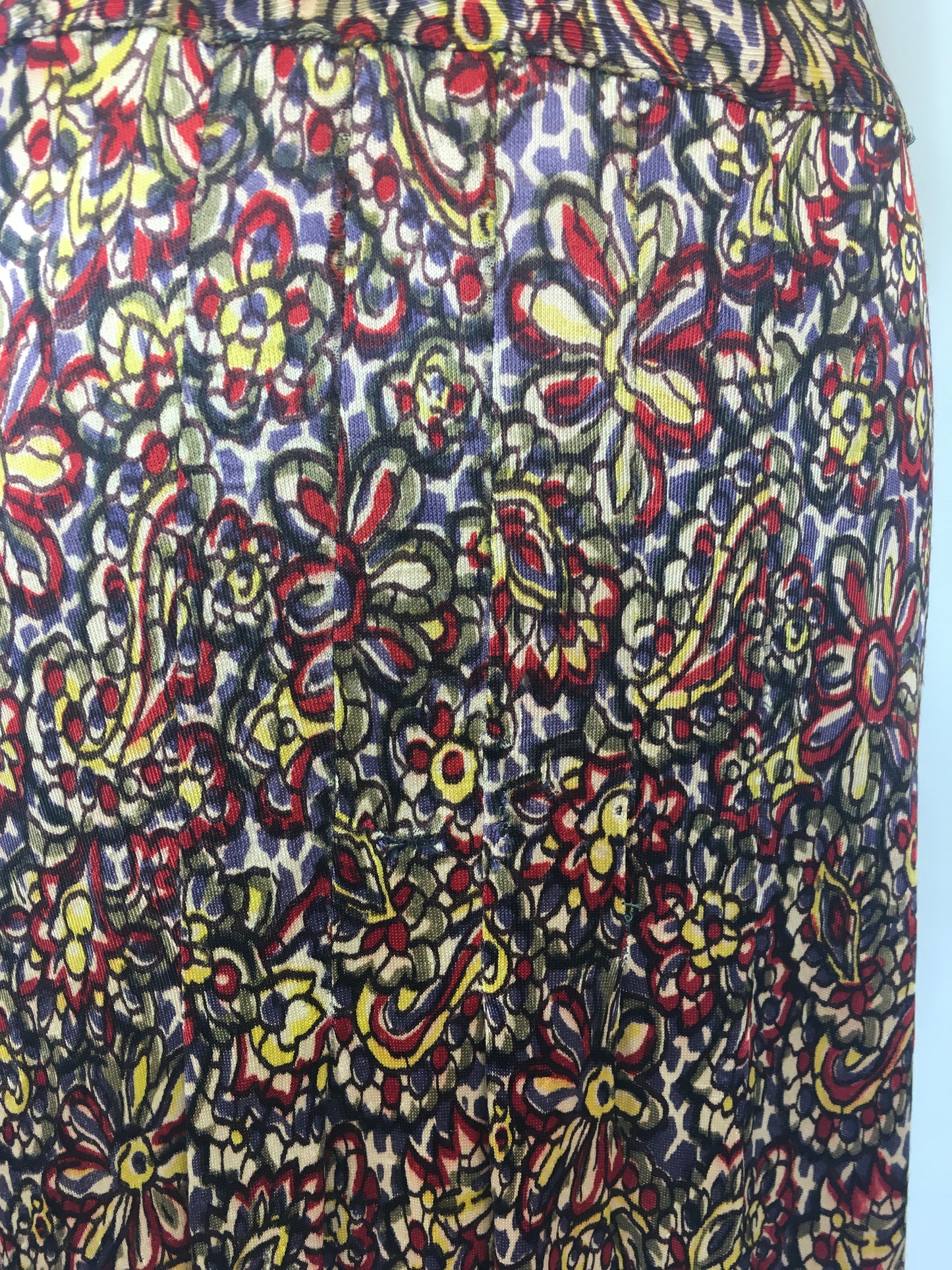 Original 1940’s STUNNING Rayon Jersey Dress AS IS - In Reds, Purples, Yellows & Navy