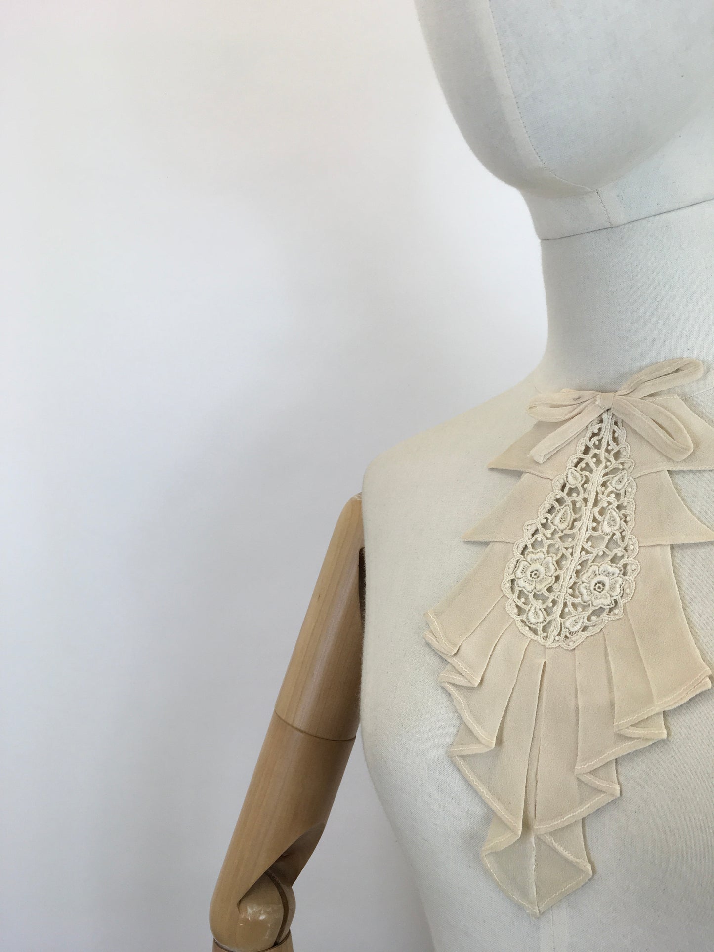 Original 1930's Fabulous Dickie - In Cream Chiffon with Lace Inset