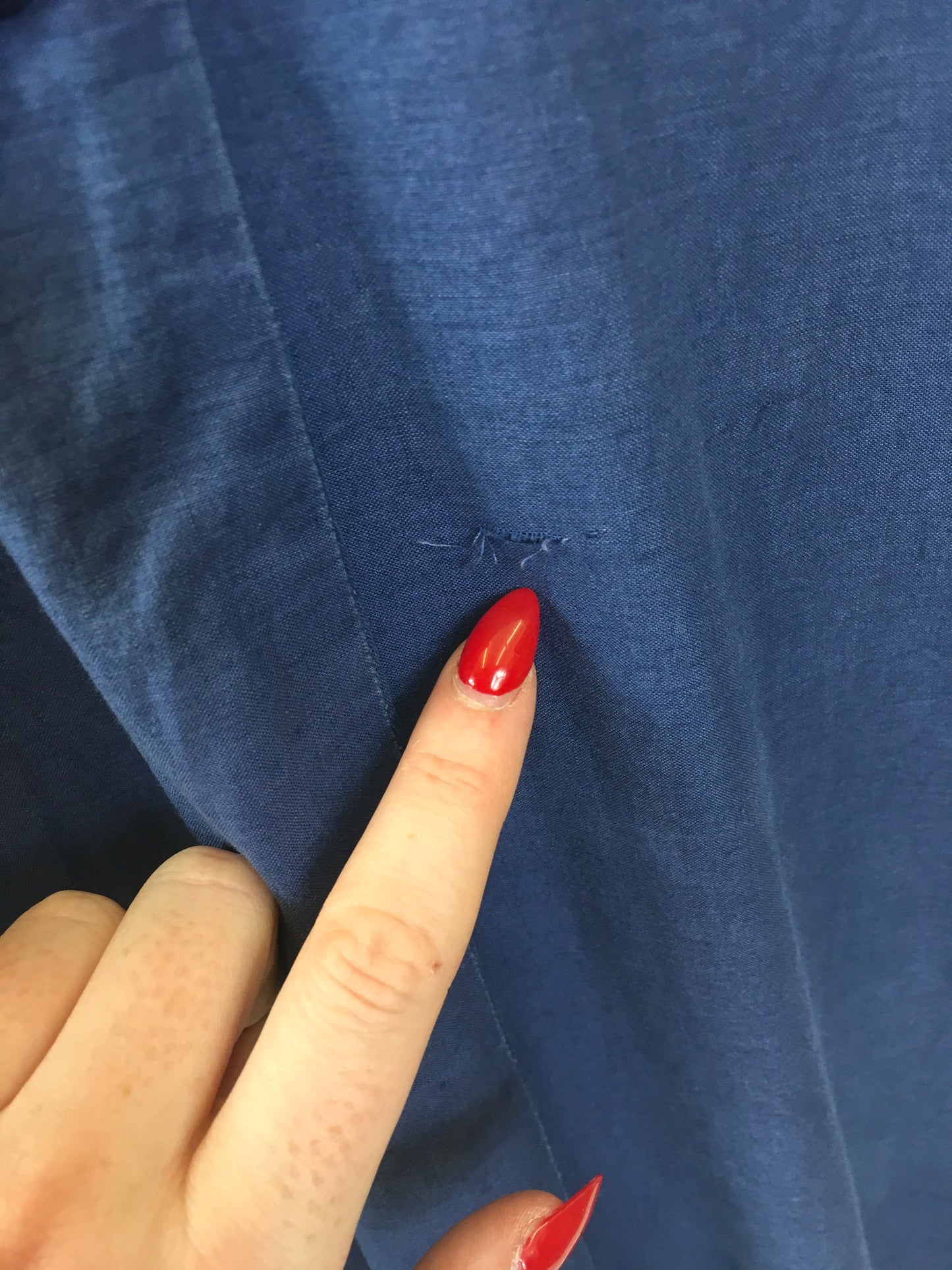 Original Early 1950’s Navy Cotton Dress - With Embroidered Detailing To The Shoulders